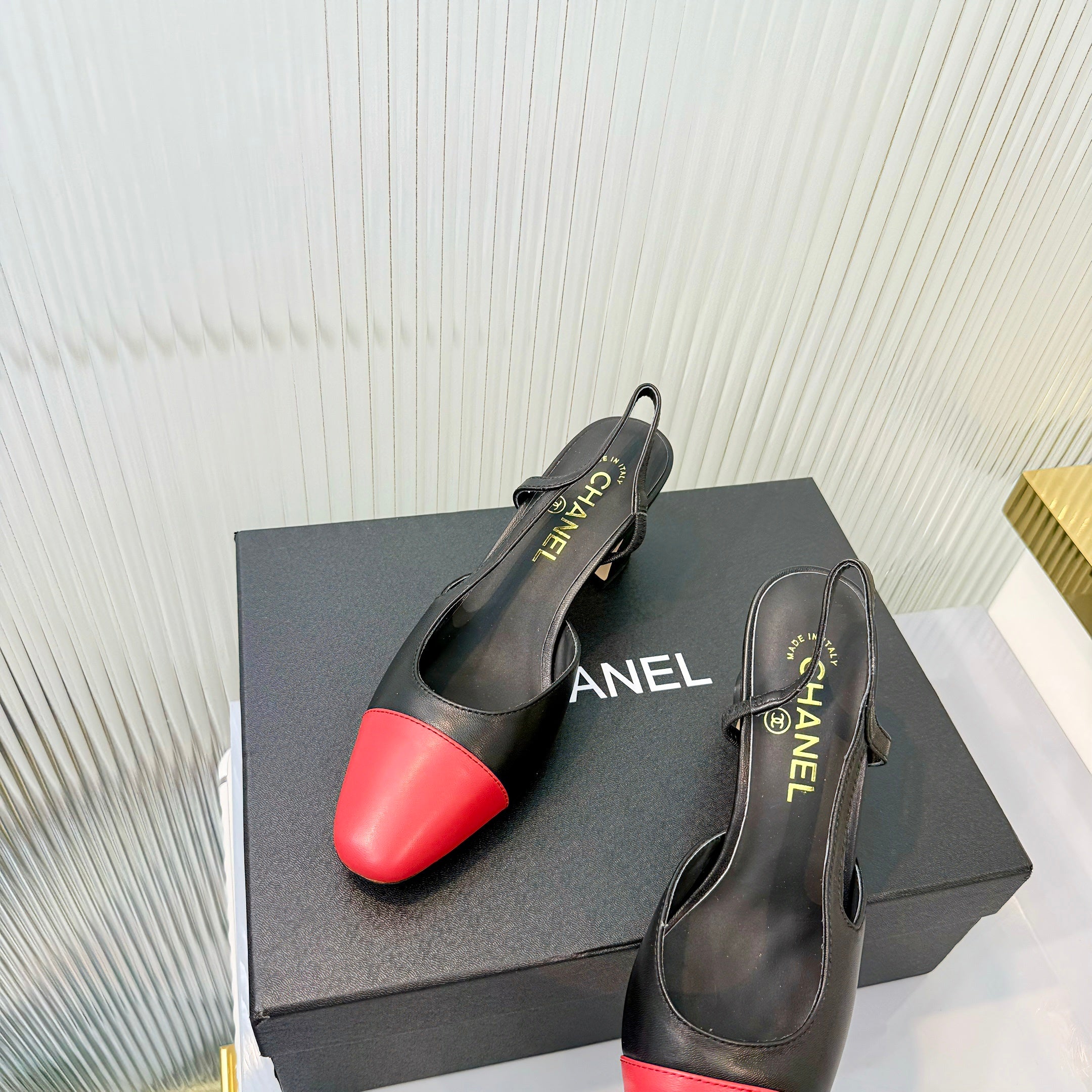CC 26 Slingback High Heel 6.5cm Red Black Lambskin 714024
