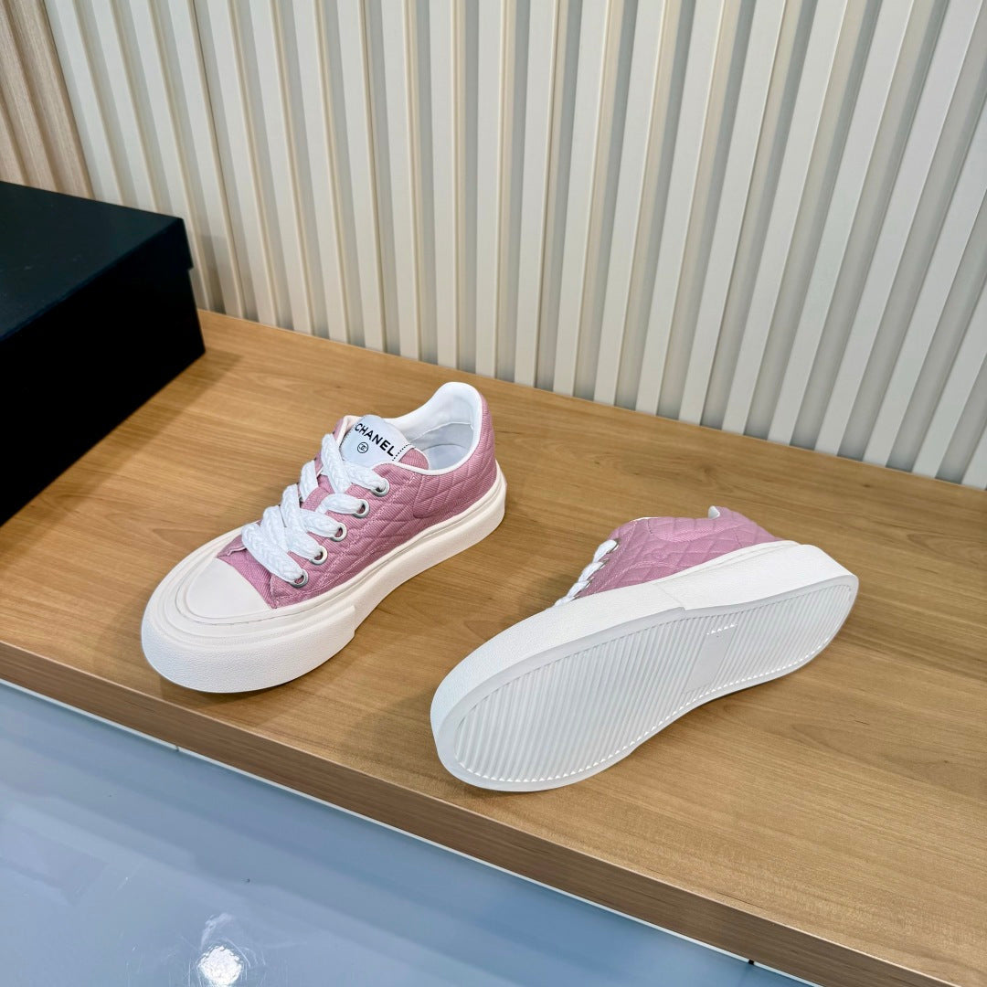 CC 26S Quilted Sneakers 3cm Dark Pink Fabric 106059