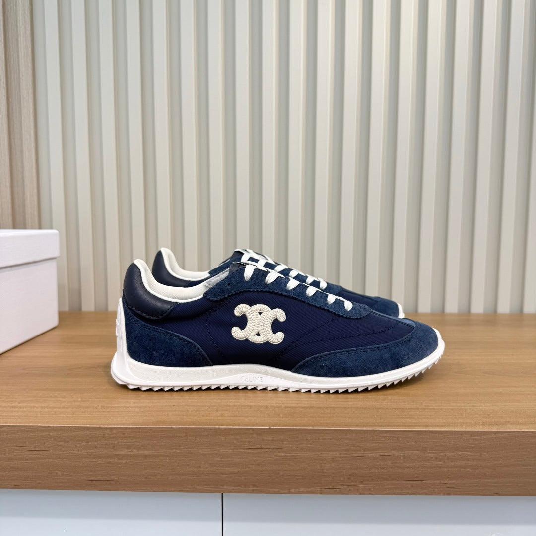 Celine 26s Runner Sneaker Dark Blue Mesh Suede 987341