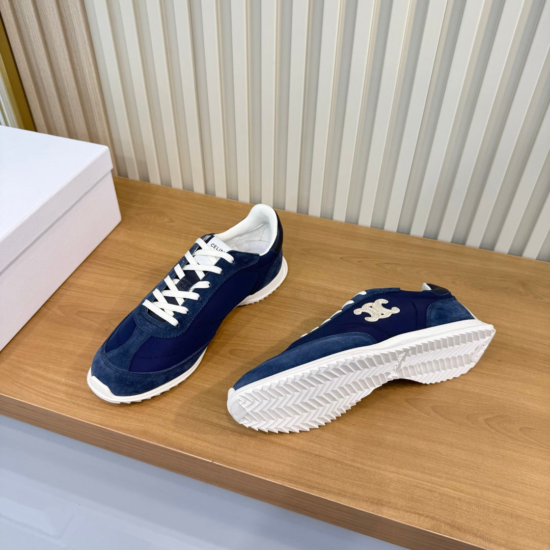 Celine 26s Runner Sneaker Dark Blue Mesh Suede 987341