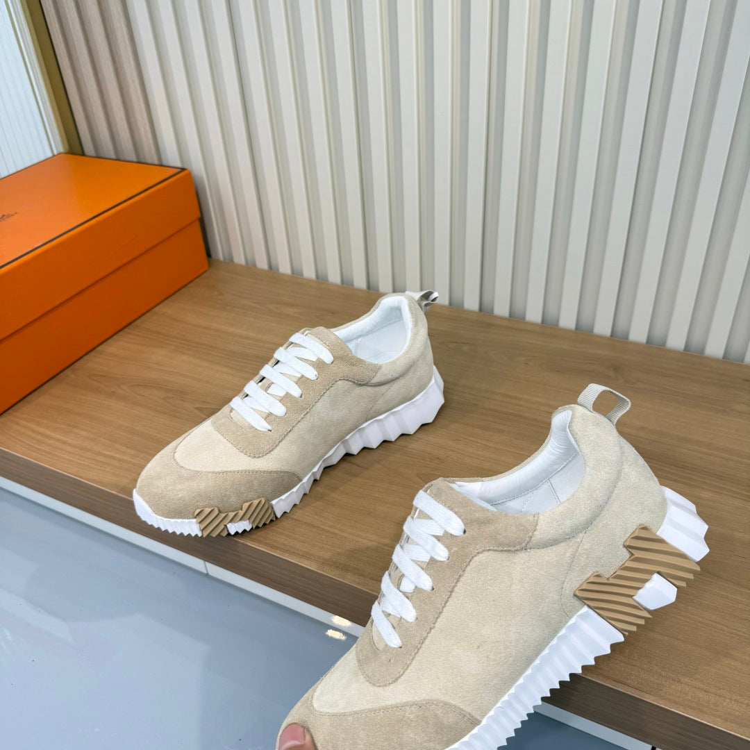 HM 26s Bouncing Sneakers 4cm Beige Glaise Suede 146262