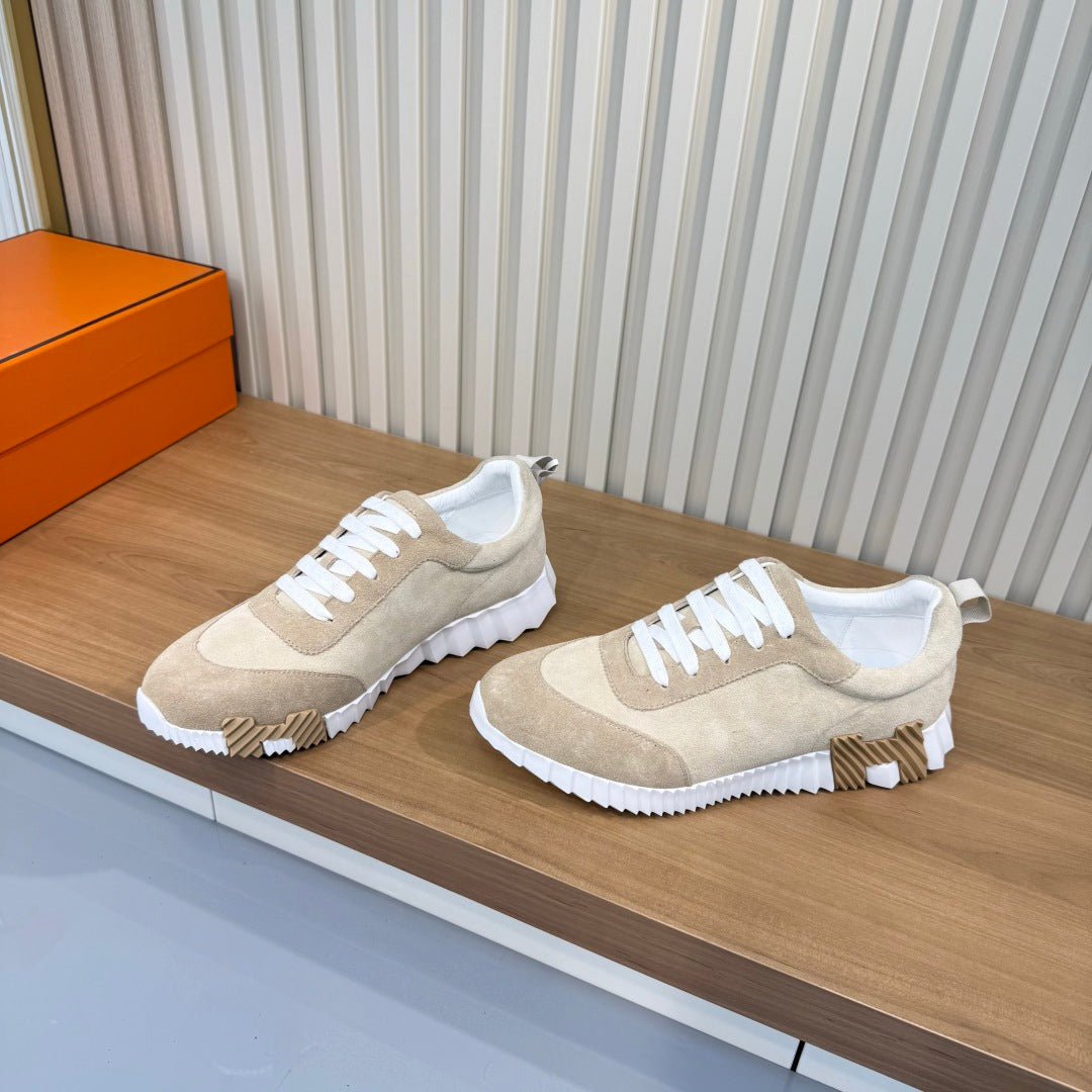 HM 26s Bouncing Sneakers 4cm Beige Glaise Suede 146262