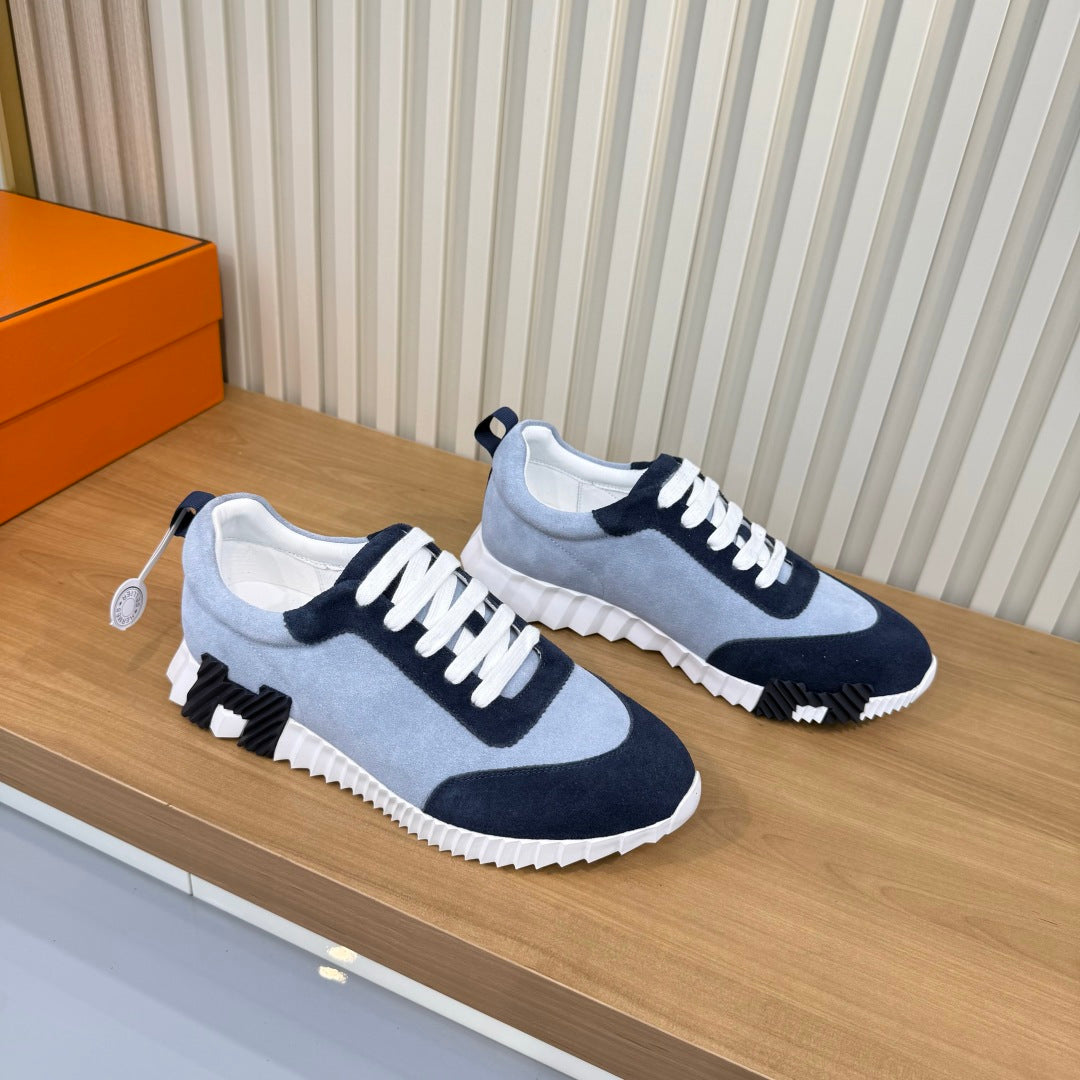 HM 26s Bouncing Sneakers 4cm Light Blue Navy Suede 146261