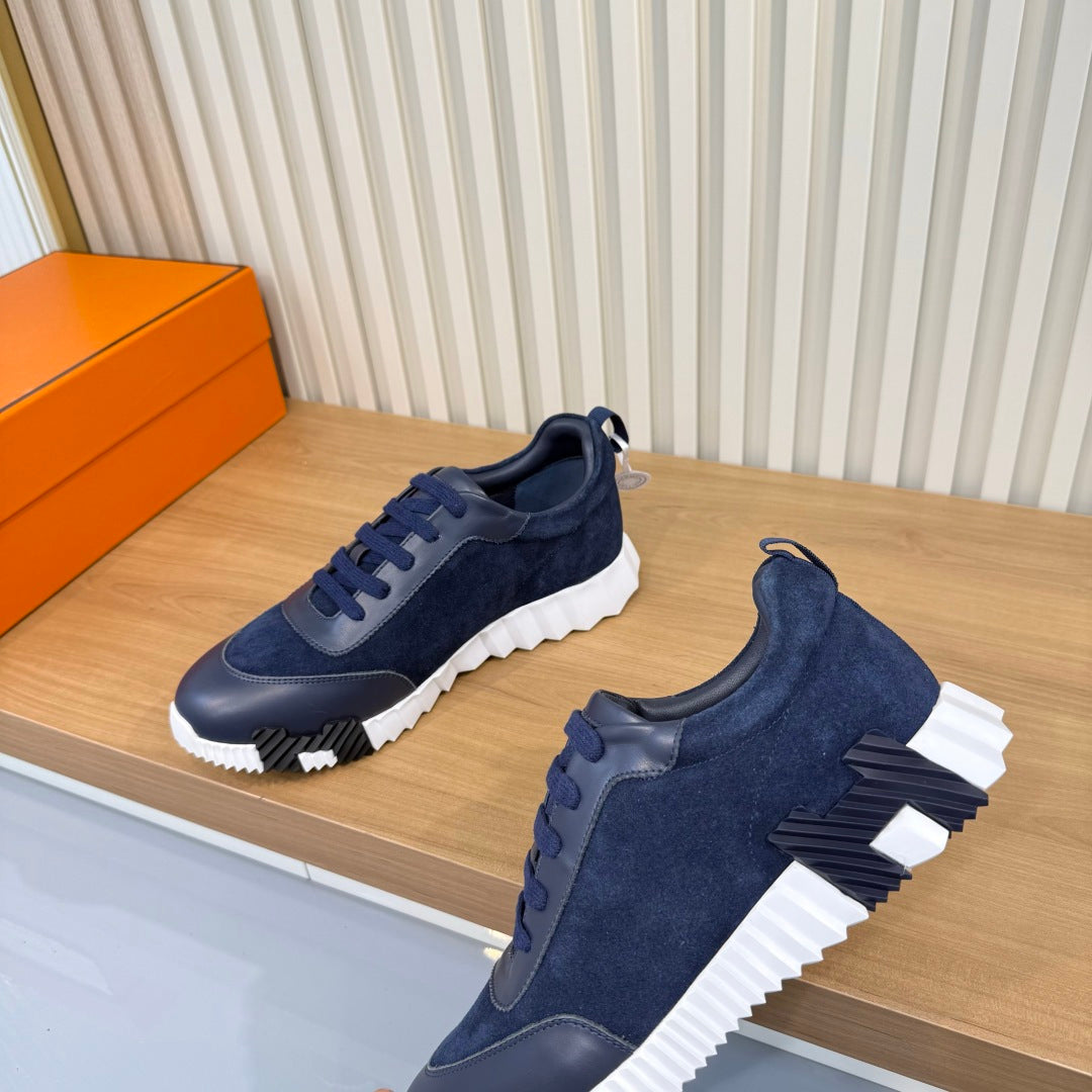 HM 26s Bouncing Sneakers 4cm Navy Suede Leather 146260