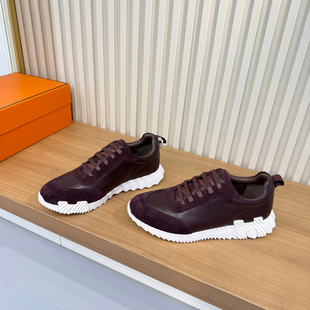 HM 26s Bouncing Sneakers 4cm Burgundy Suede Leather 146259