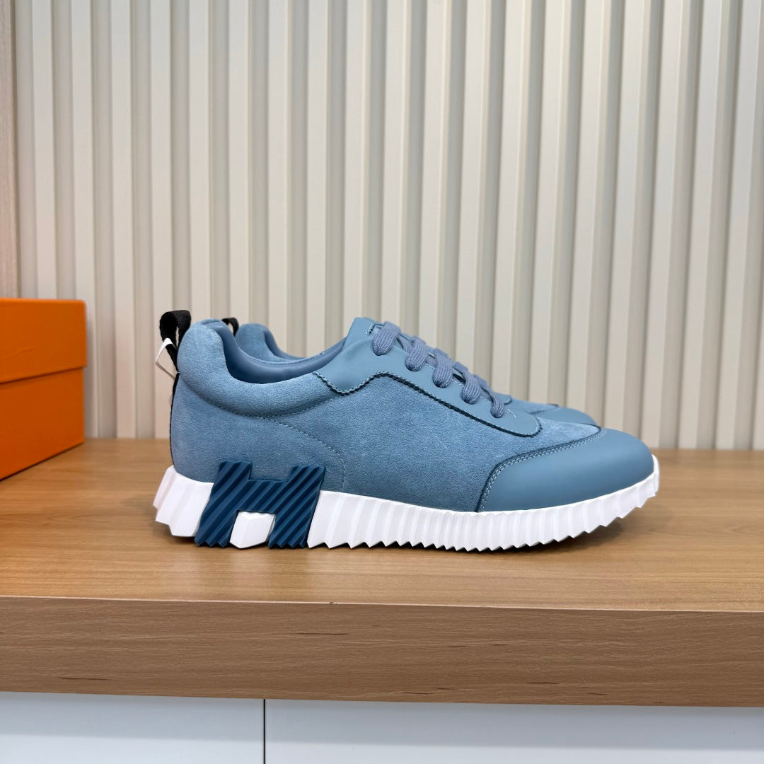 HM 26s Bouncing Sneakers 4cm Denim Blue Suede Leather 146257