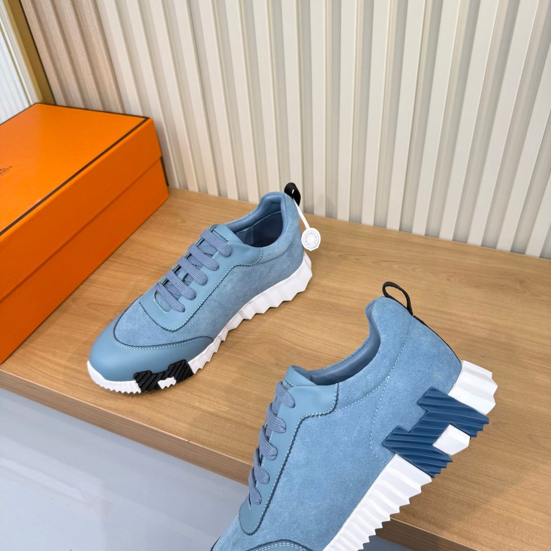 HM 26s Bouncing Sneakers 4cm Denim Blue Suede Leather 146257