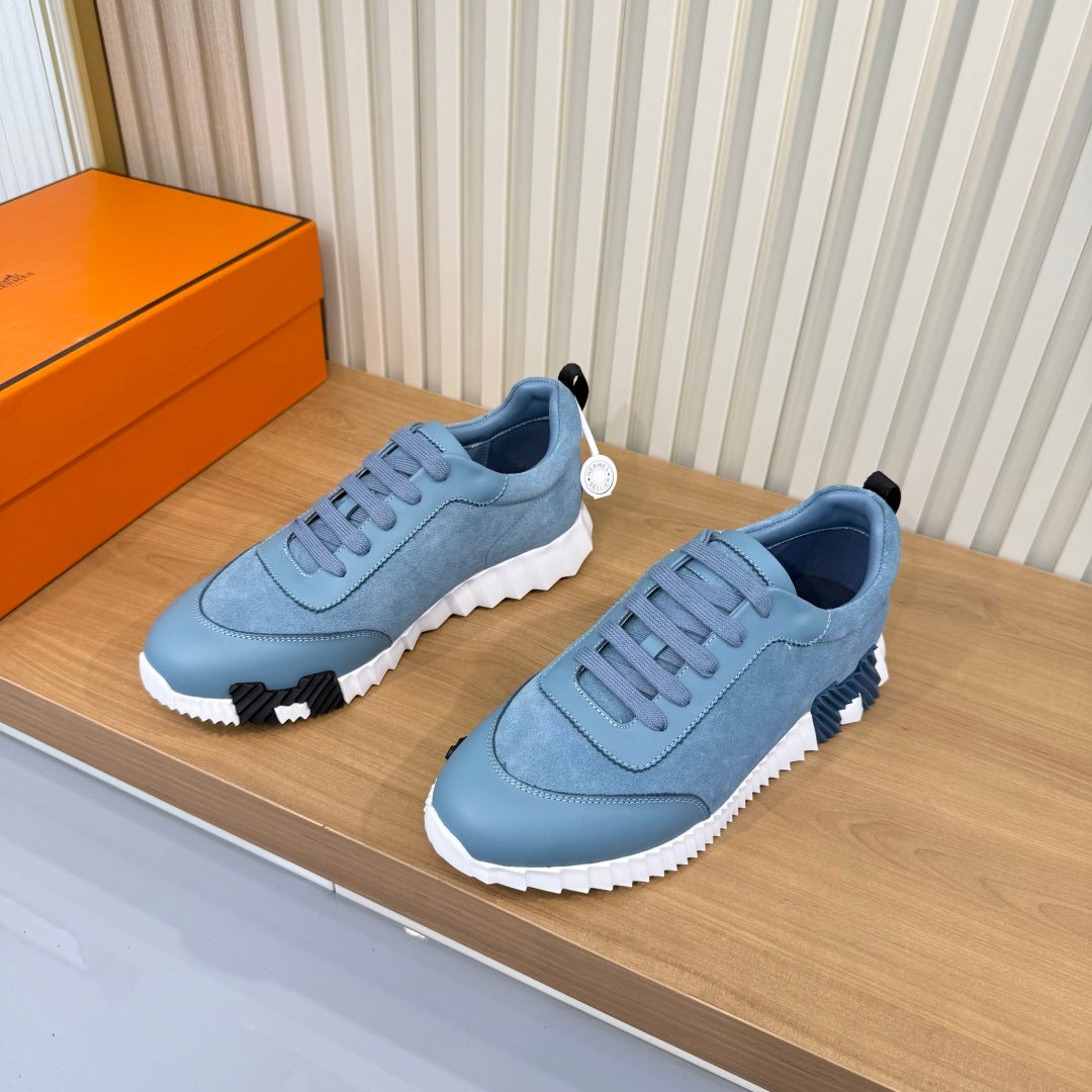 HM 26s Bouncing Sneakers 4cm Denim Blue Suede Leather 146257