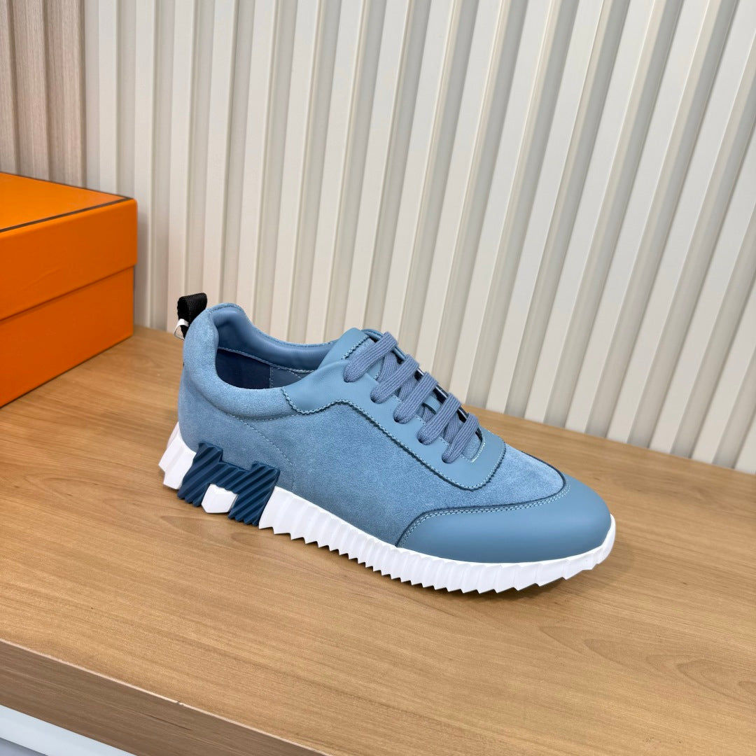 HM 26s Bouncing Sneakers 4cm Denim Blue Suede Leather 146257