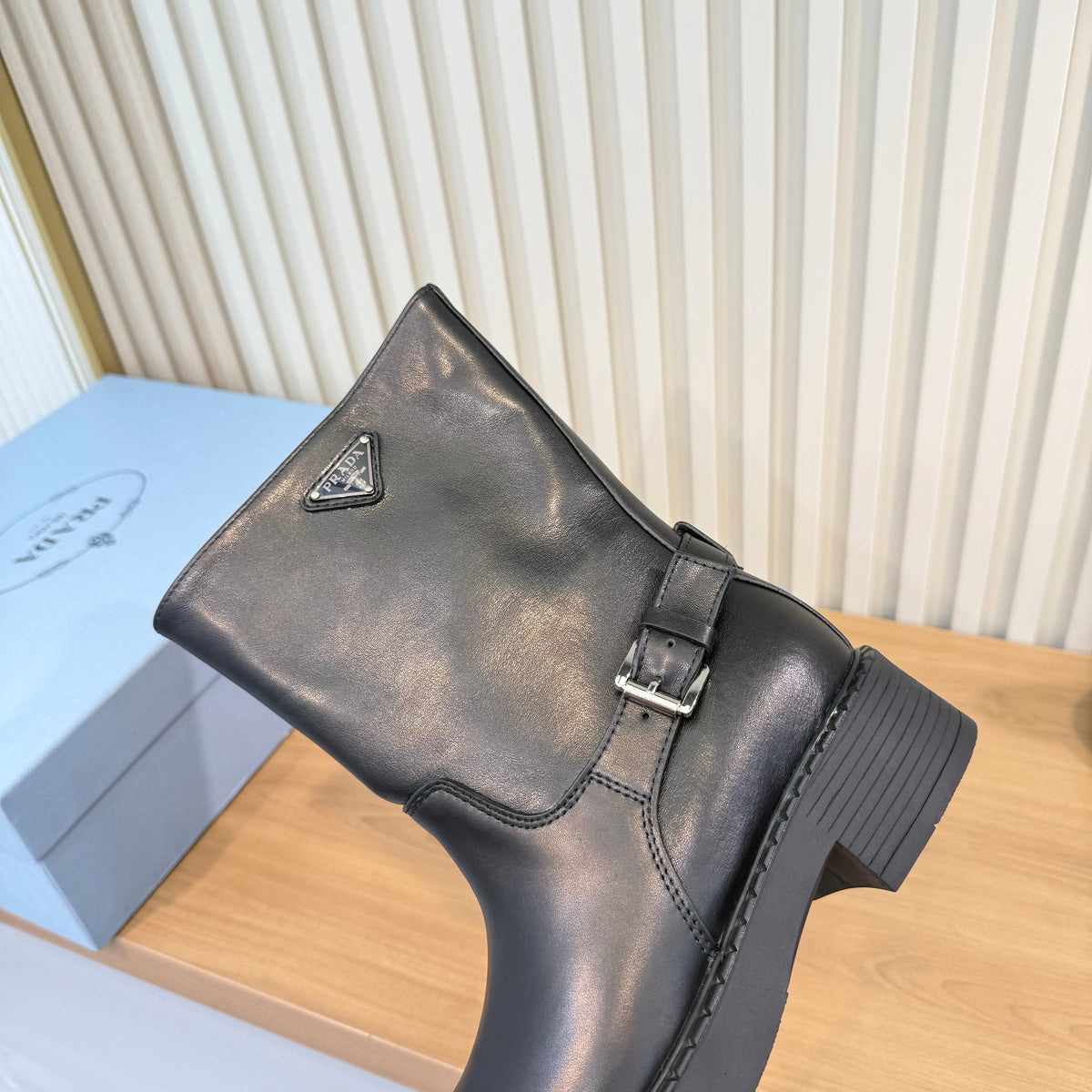 Prada 26s Mid-Calf Boots Black Leather 140456