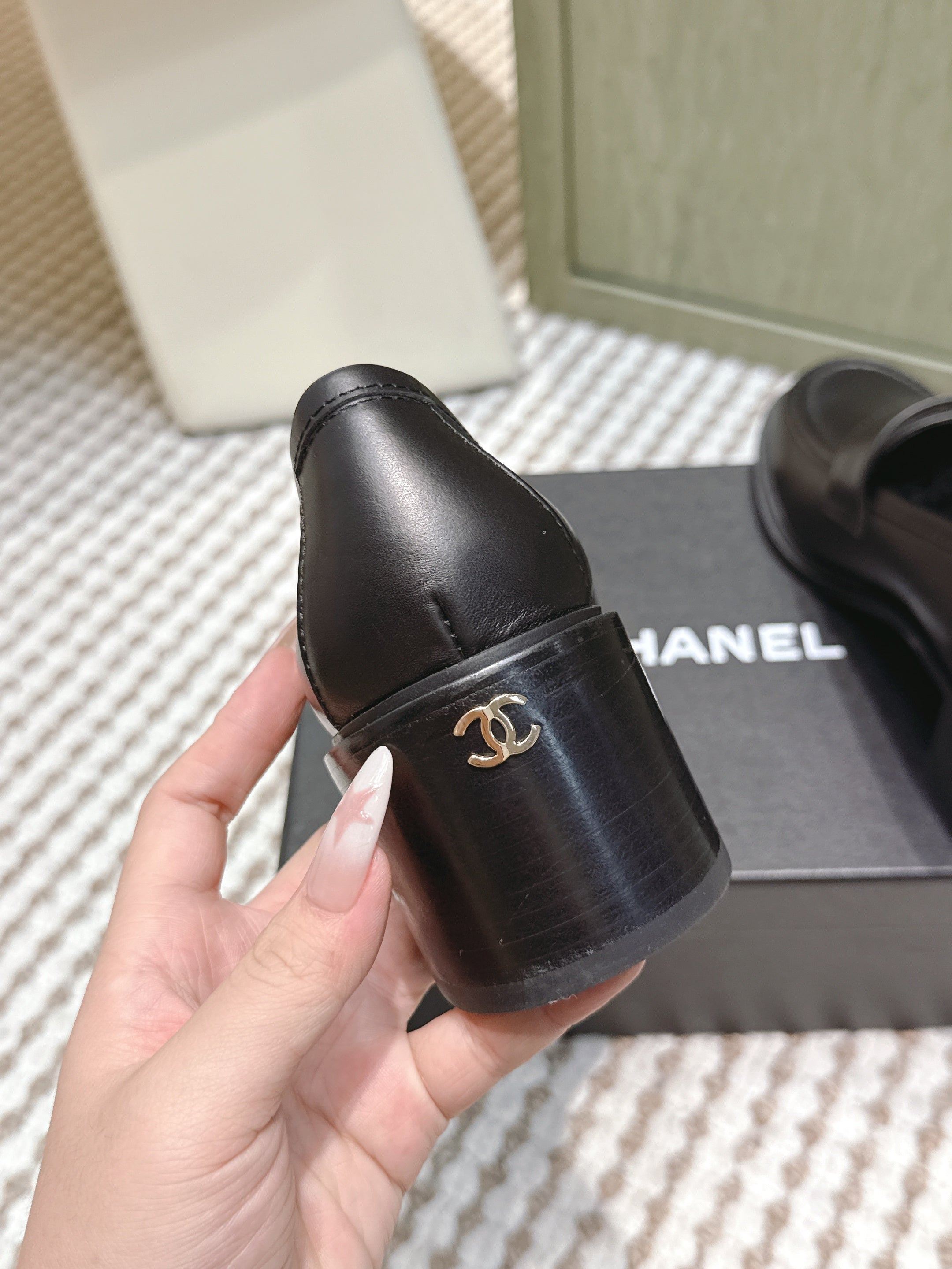 CC 26SS Loafers 6cm Black Cowhide 653495