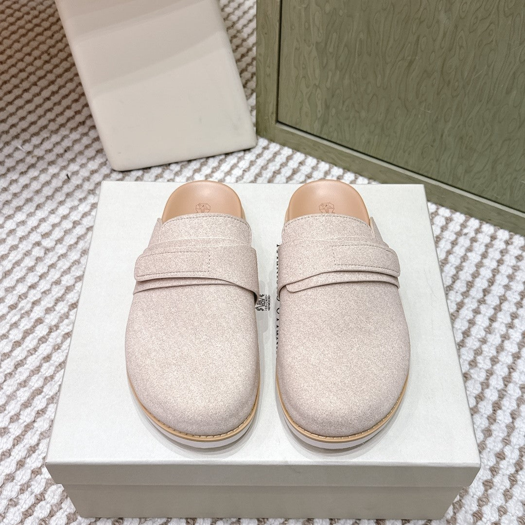 Brunello 26s Closed-Toe Men's Slippers Light Taupe Suede 612232