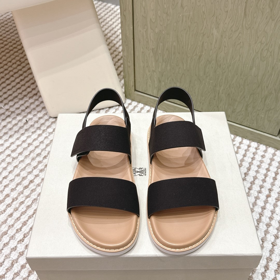 Brunello 26s Velcro Men's Sandals Black Brown Suede Cowhide 612226
