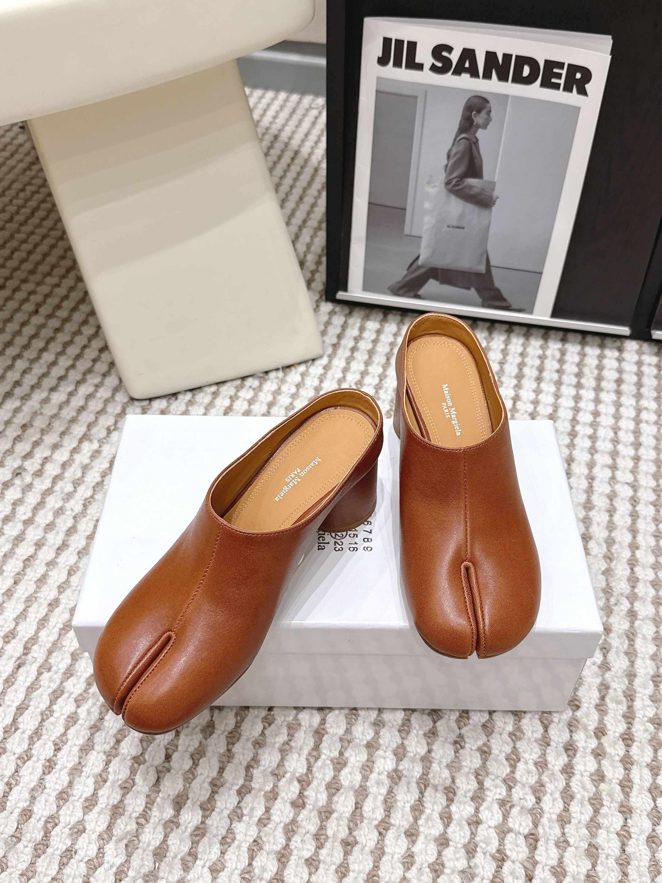 Maison Margie Tabi Décolleté Mule 6cm Brown Cowhide 722686