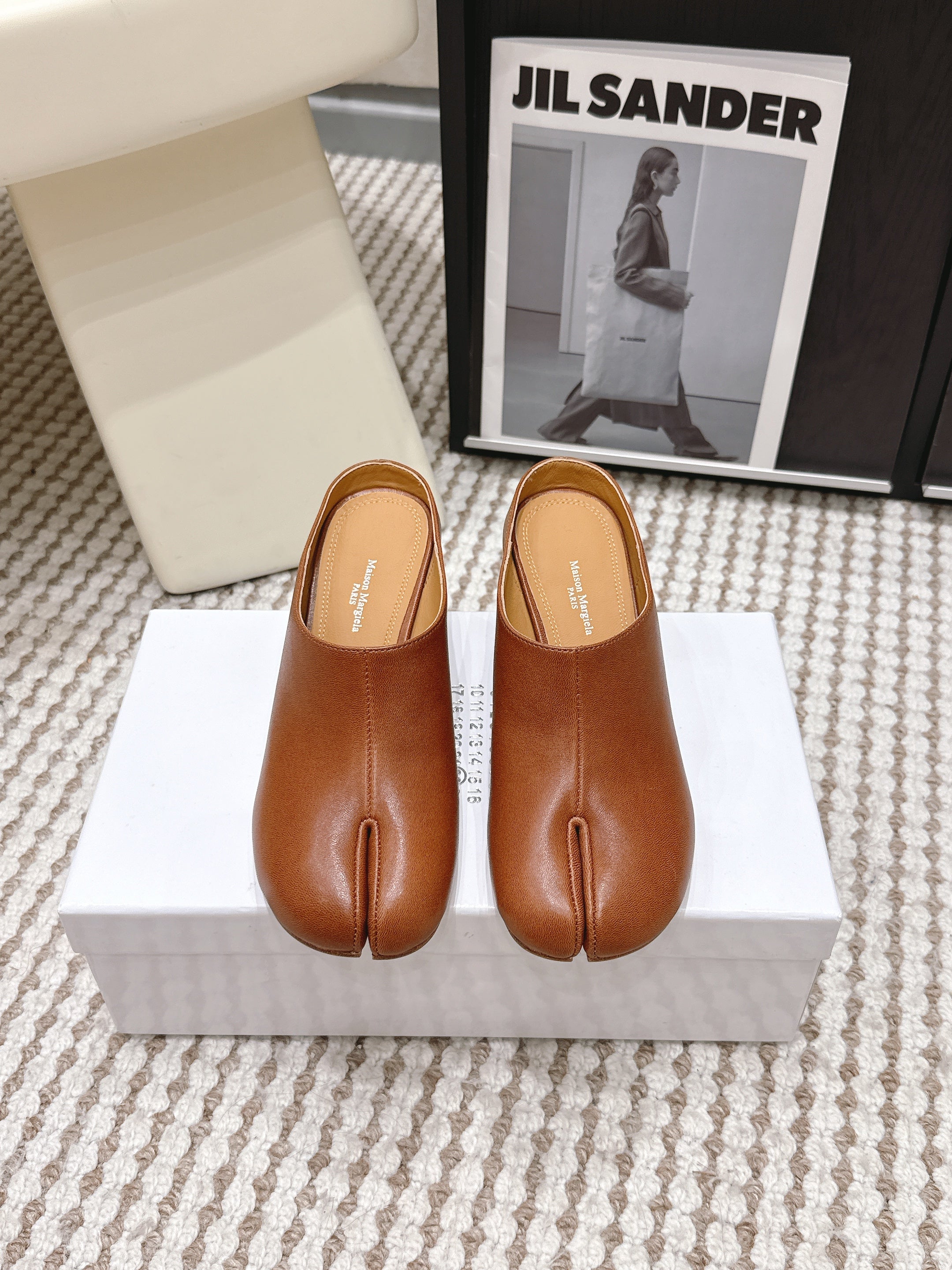 Maison Margie Tabi Décolleté Mule 6cm Brown Cowhide 722686