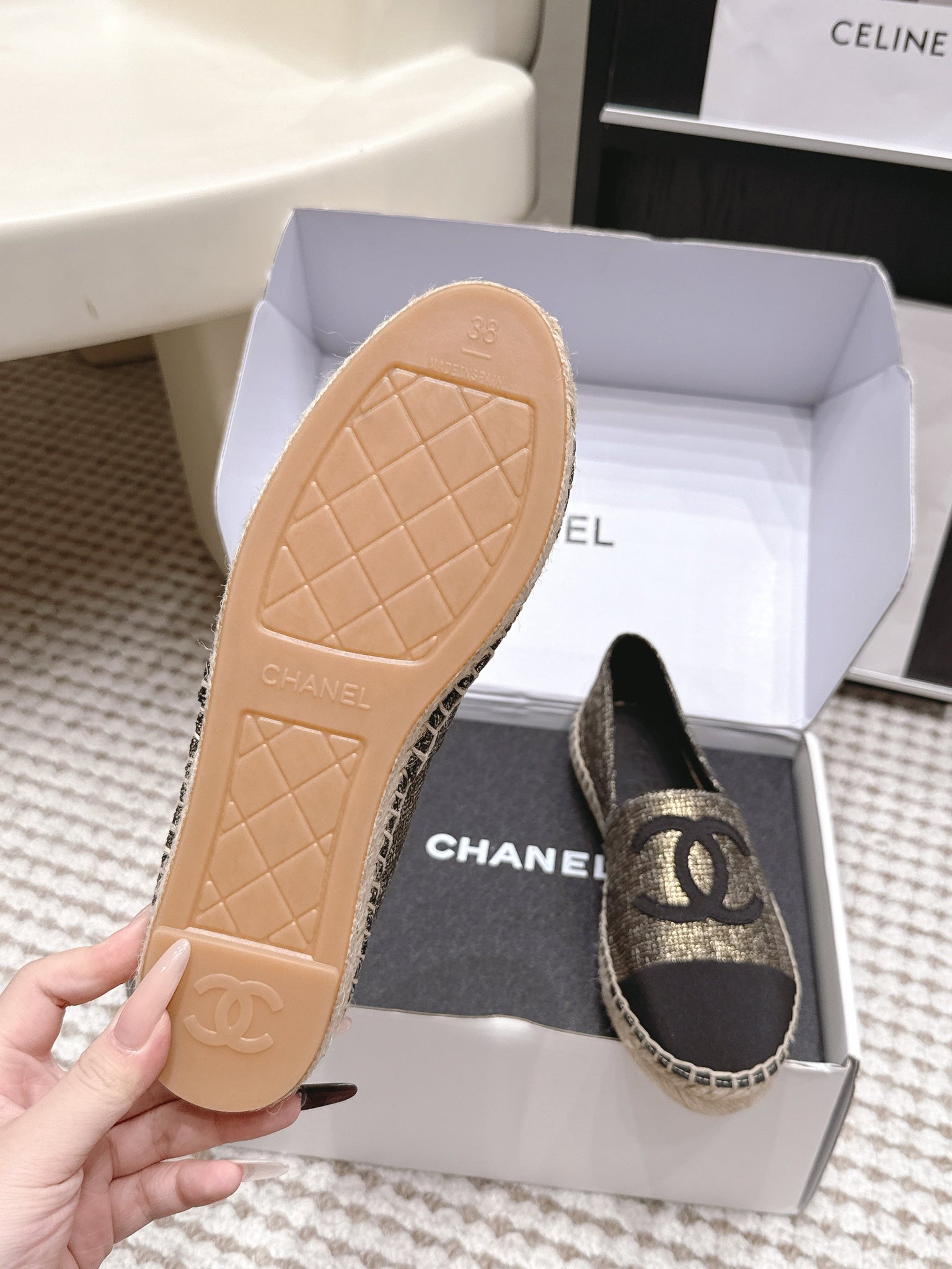 CC 26s Slip Ons Gold Bronze Fabric