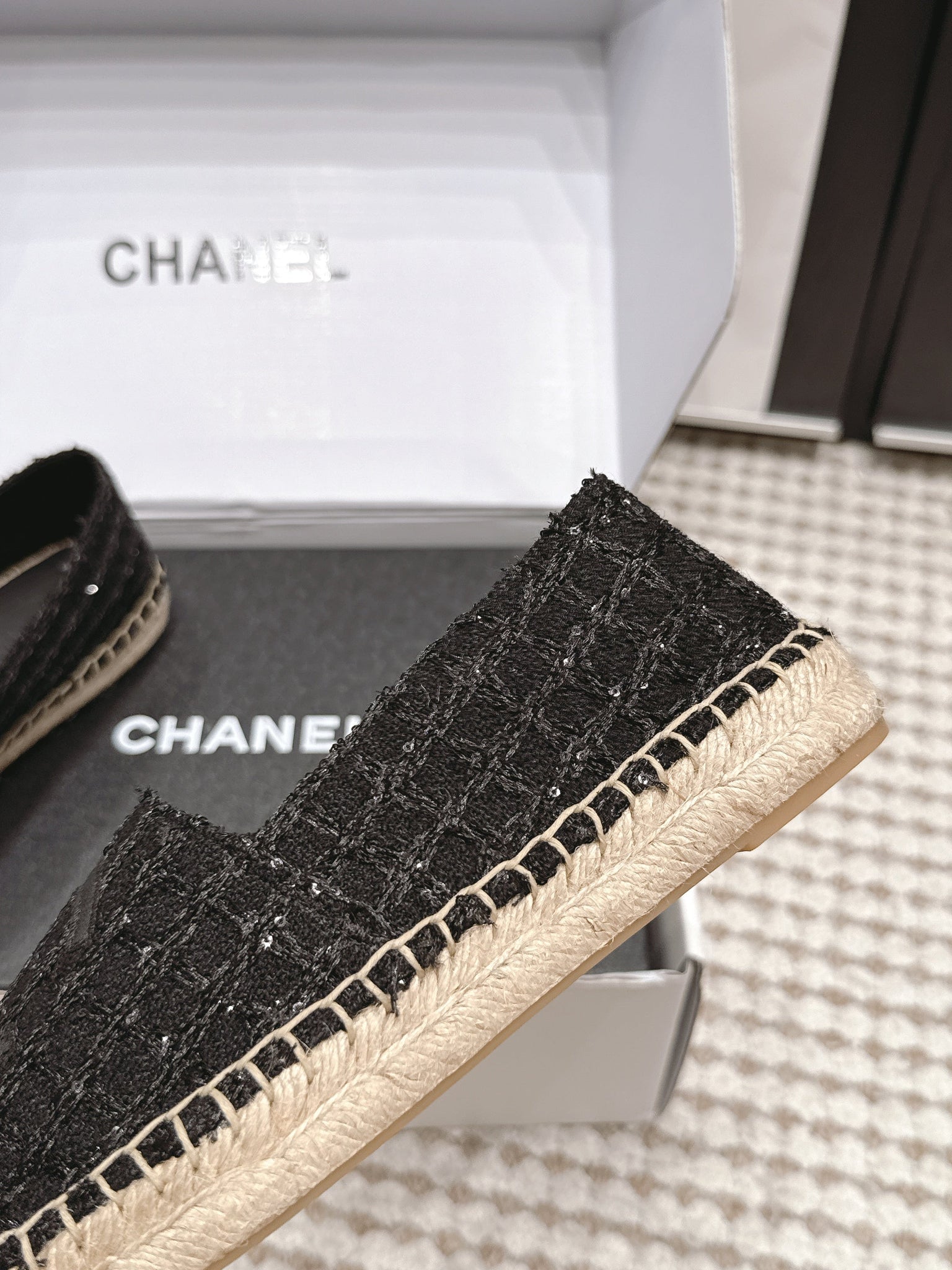 CC 26s Slip Ons Navy Blue Tweed Patent Calfskin