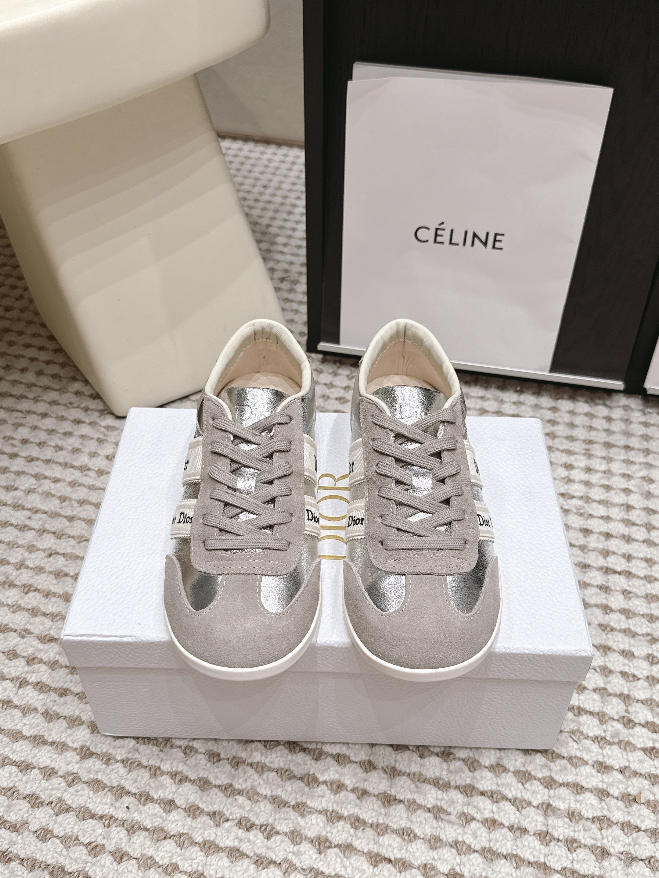 CD Ribbon Sneaker Sliver Suede Leather 930297