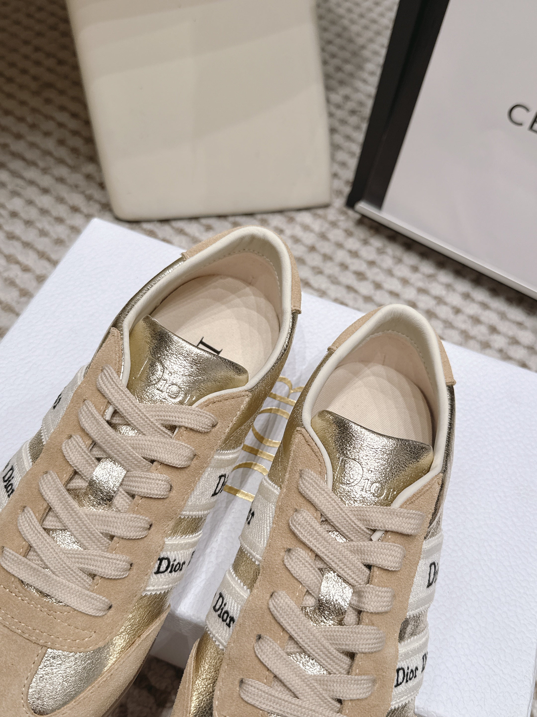 CD Ribbon Sneaker Sliver Khaki Suede Leather 930298
