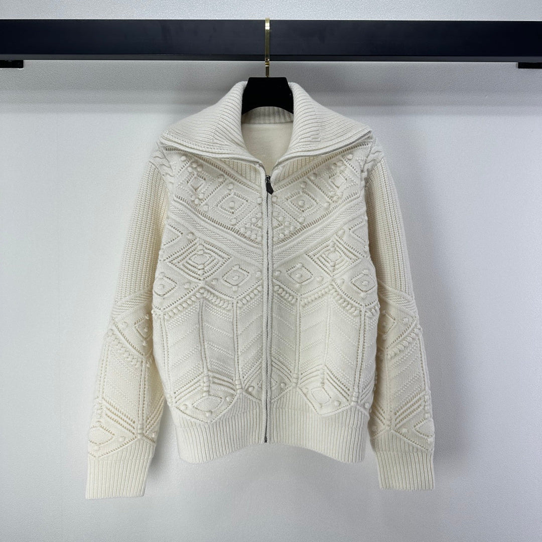 LP 2026 Knit Bomber Sweater Cream Cashmere 348971