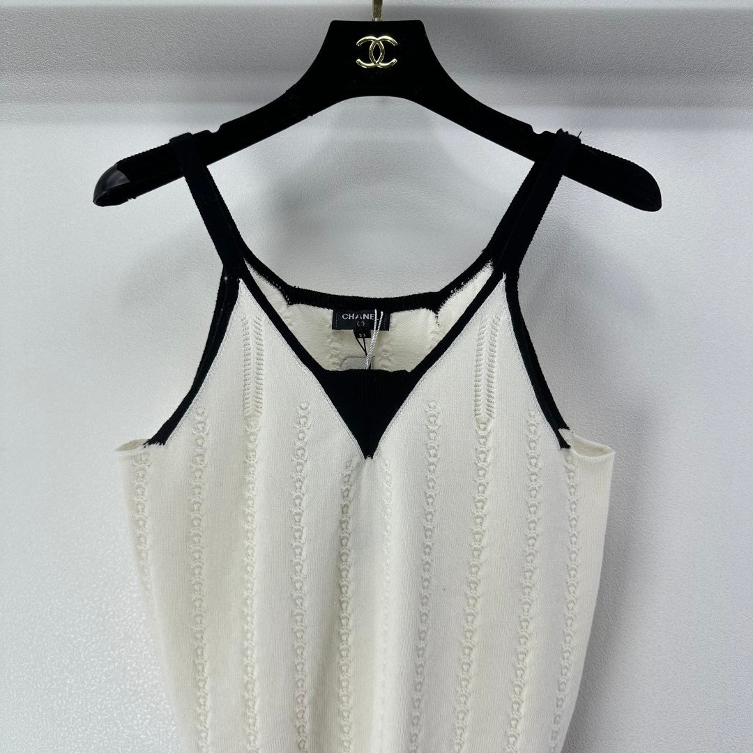 CC 26S Knit Cami Tank Top White Cotton 348994