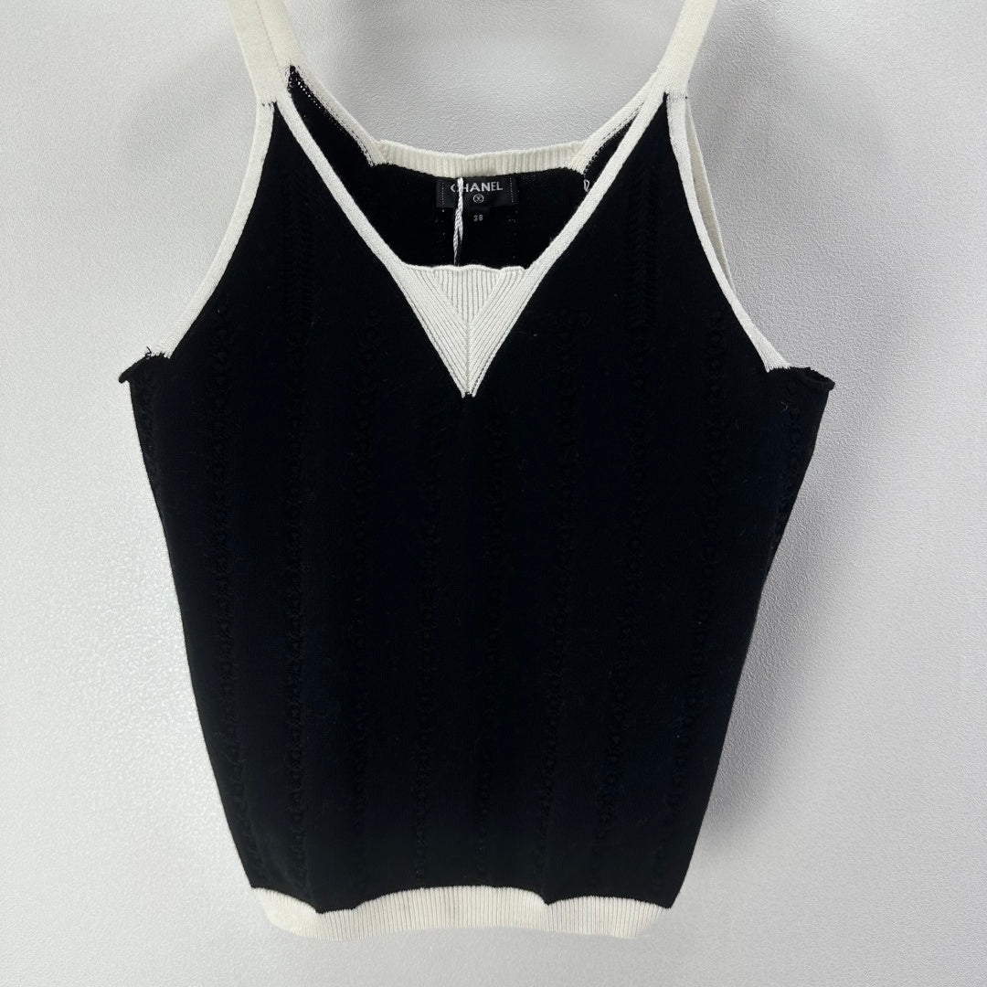 CC 26S Knit Cami Tank Top Black Cotton 348995