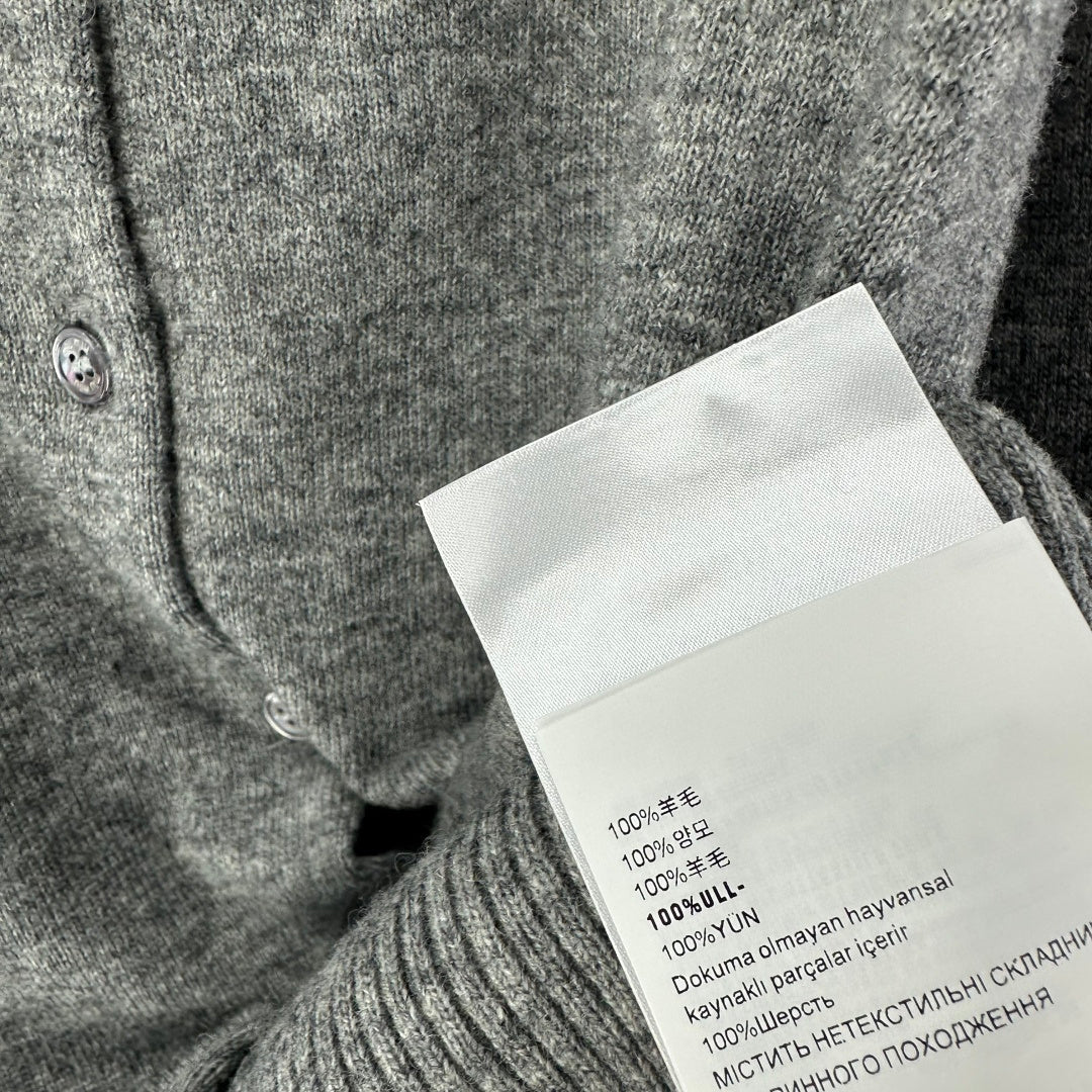 Miumiu 2026 Knit Long-Sleeve Cardigan Grey Wool 349068