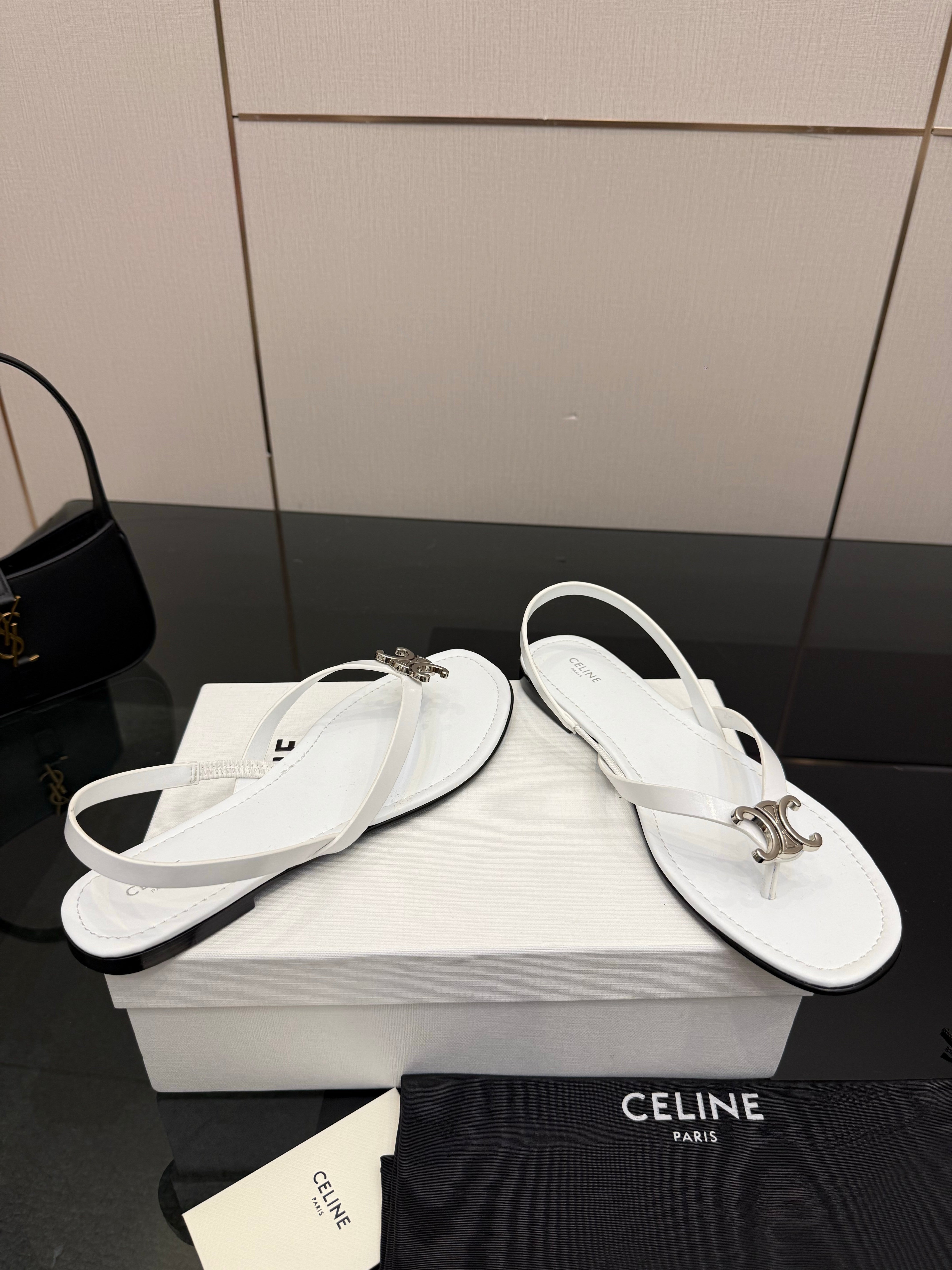 Celine Biki Sandal White Calfskin 725673