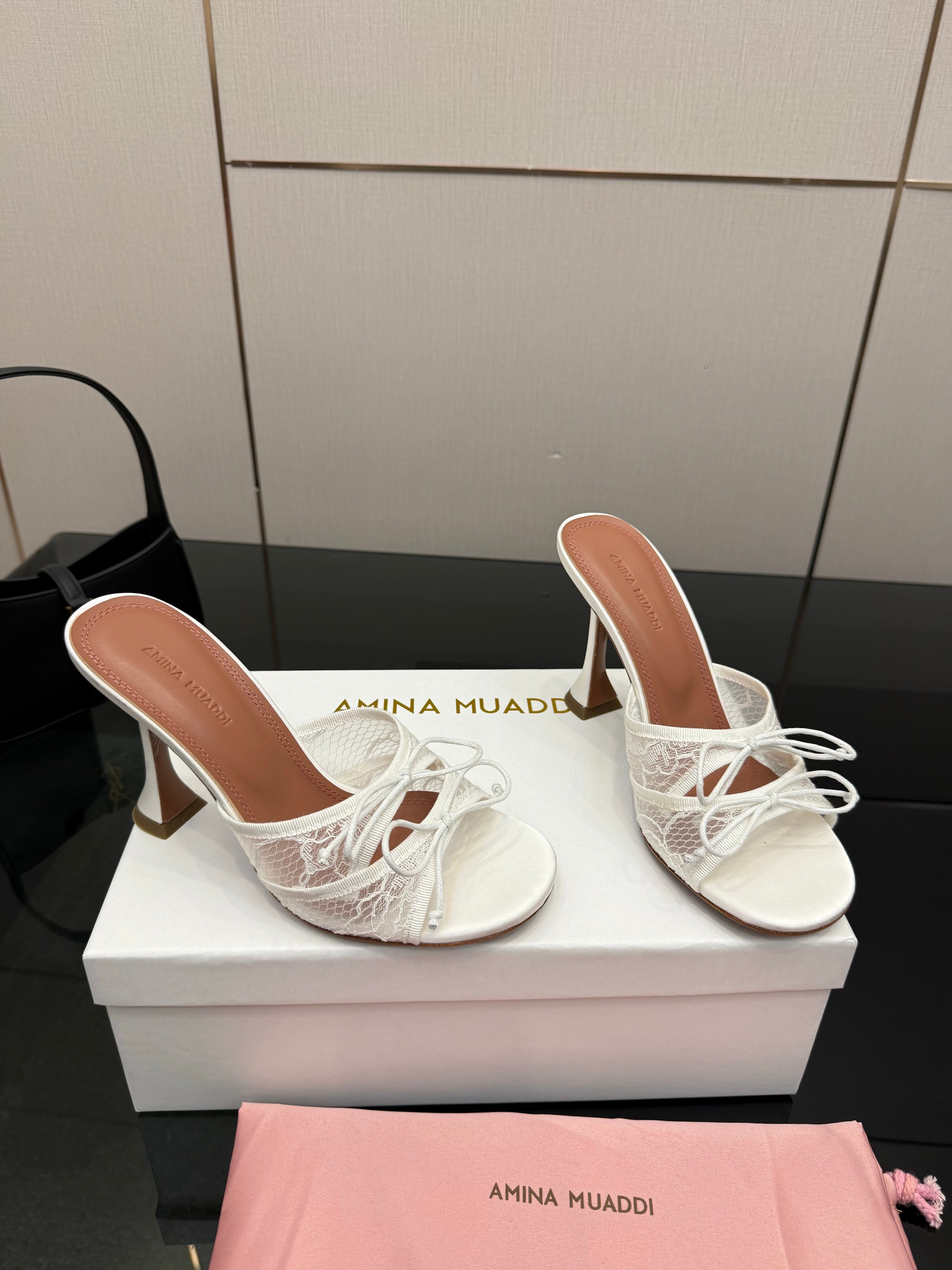 Amina Muaddi Alexa Lace Slipper 95 White Lace 726129