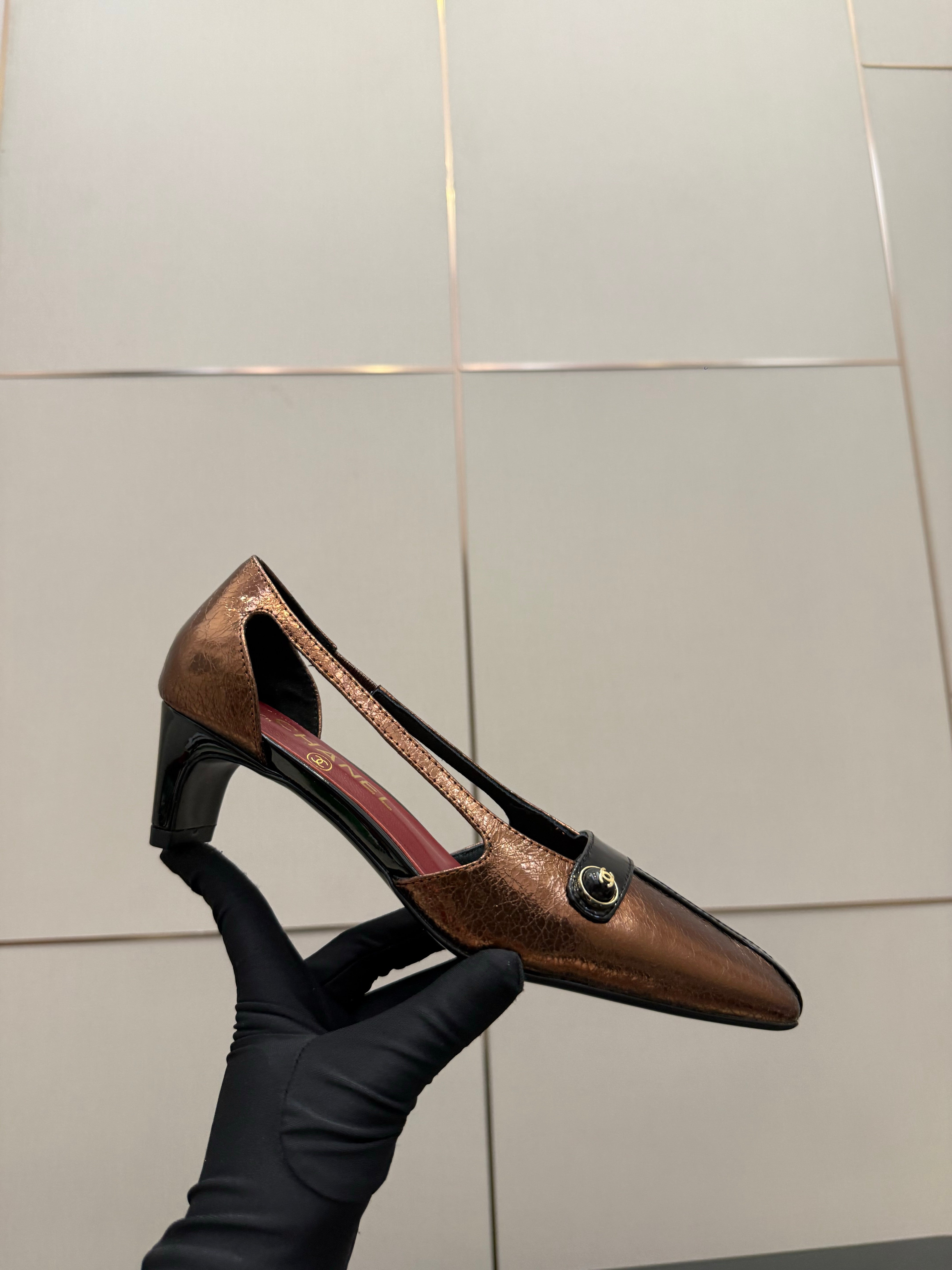 CC 26P Slingback 5cm Brown Black Patent Leather 791611