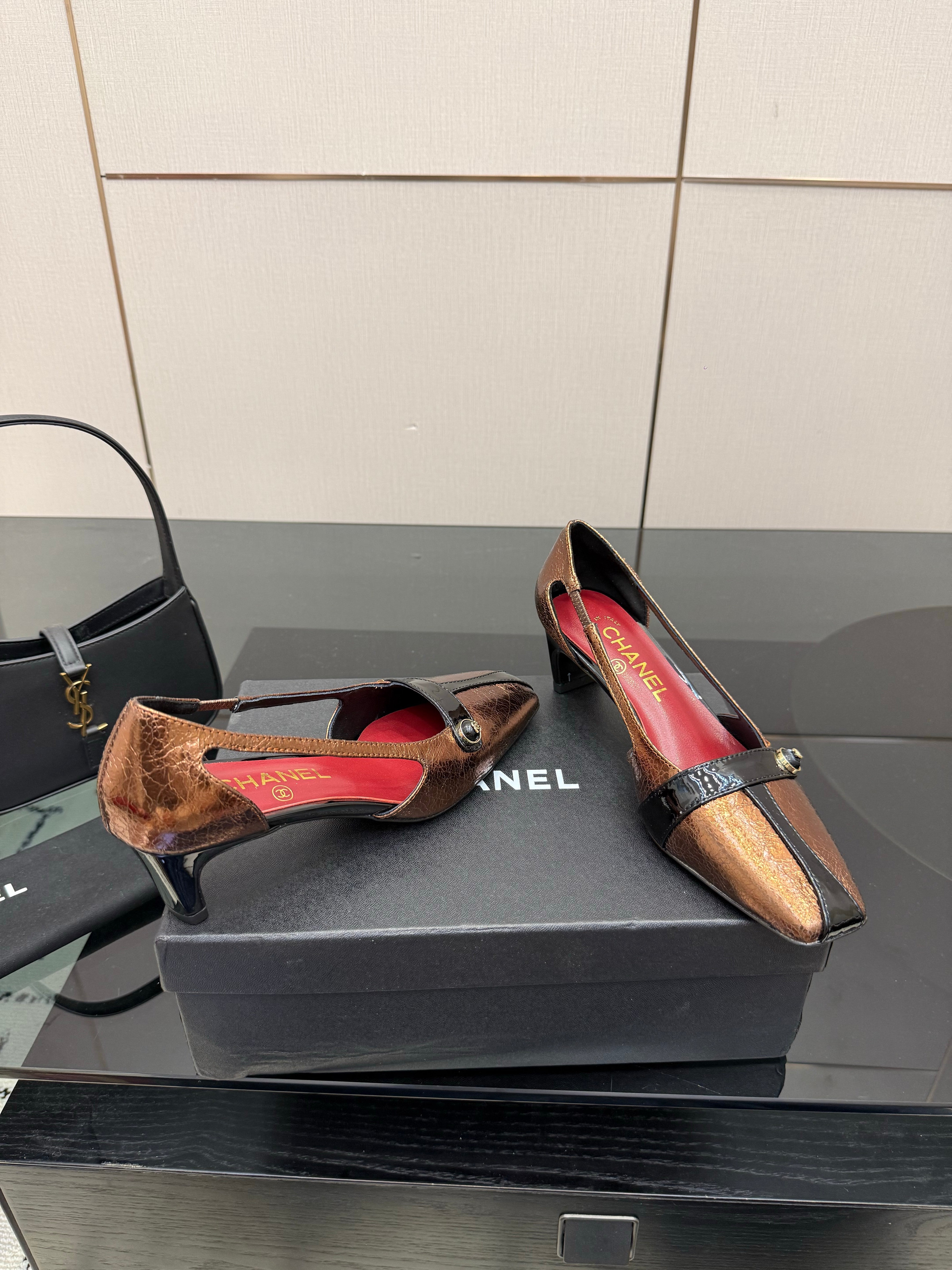 CC 26P Slingback 5cm Brown Black Patent Leather 791611