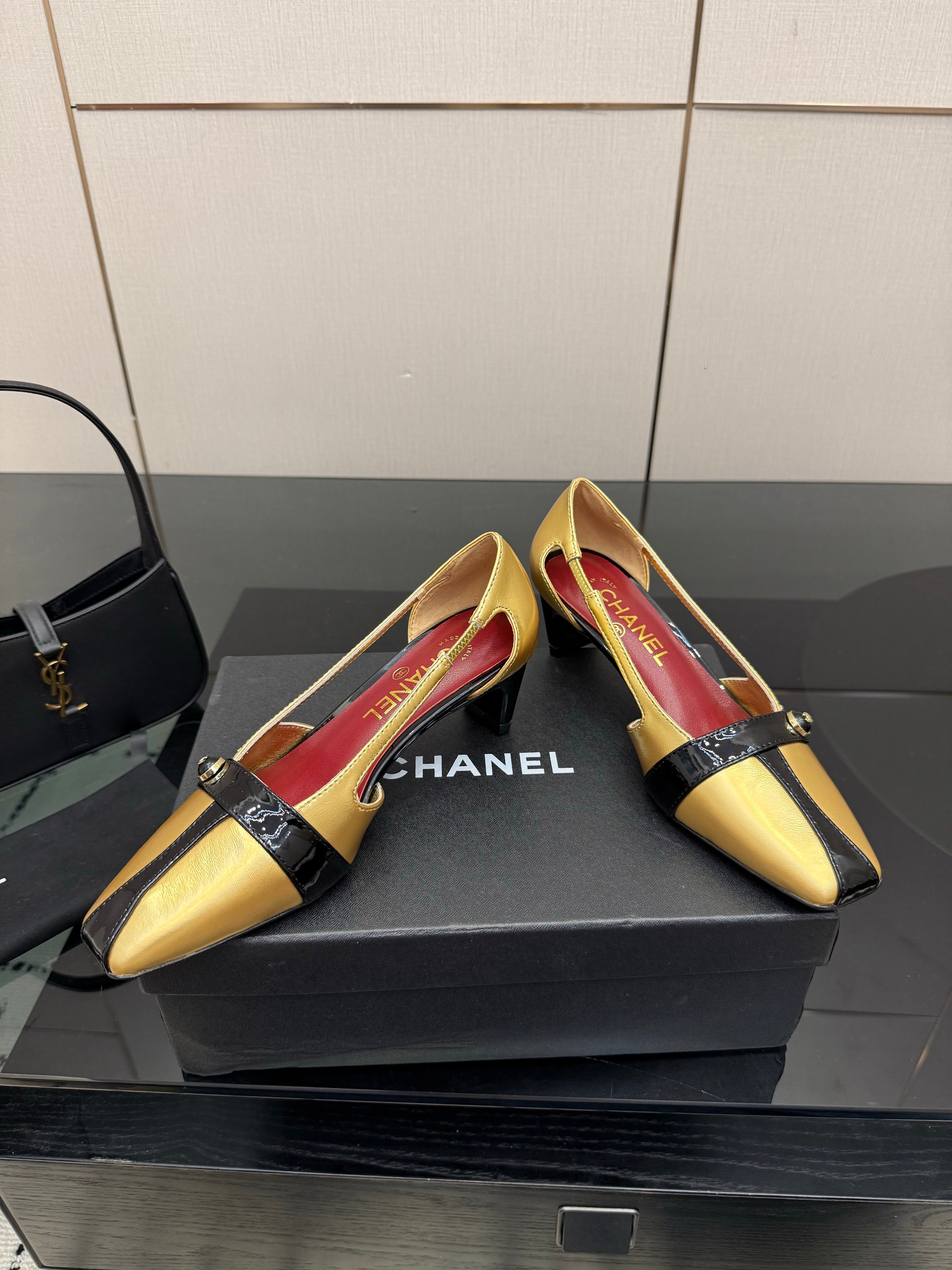 CC 26P Slingback 5cm Gold Black Patent Leather 791612