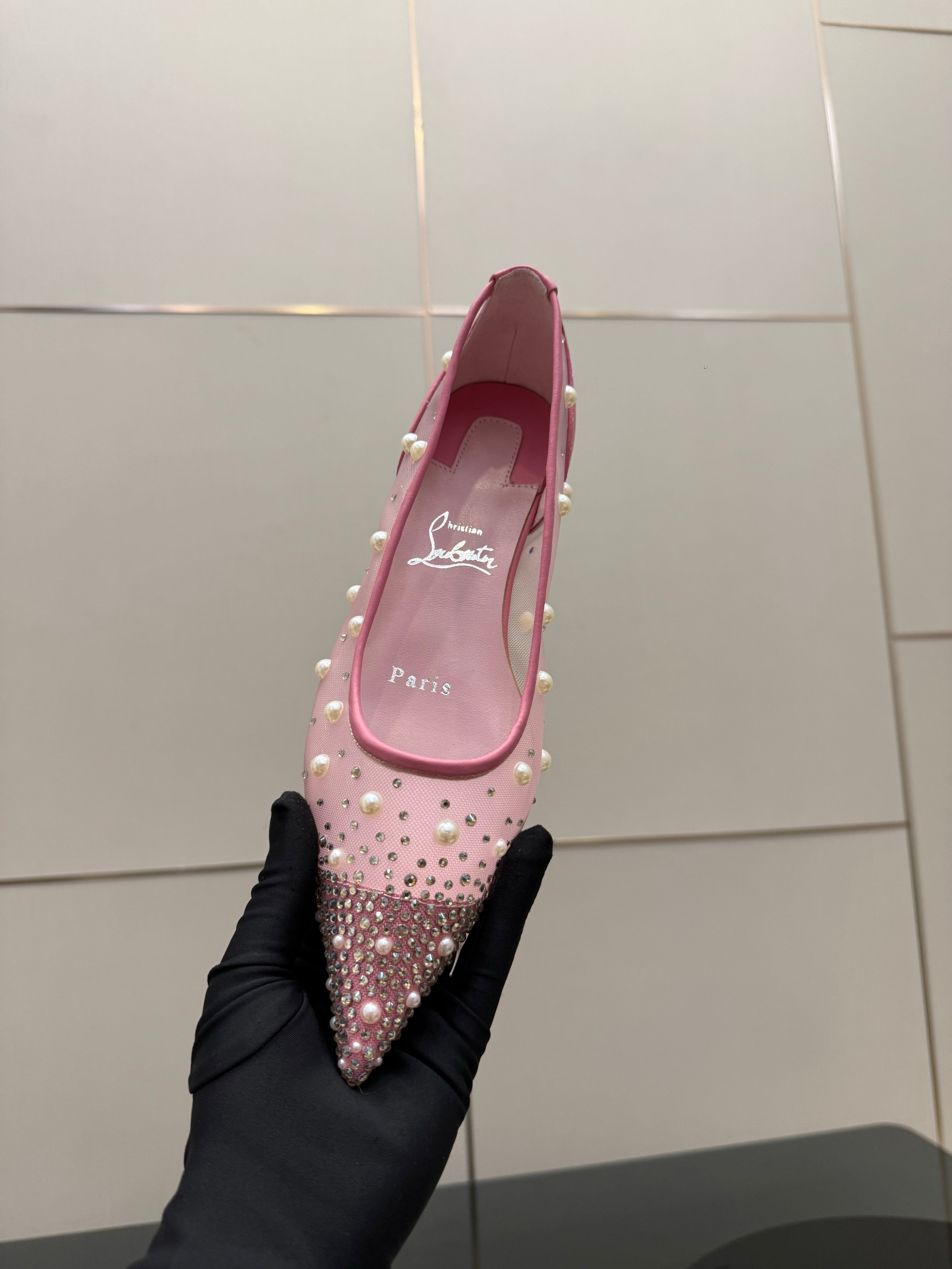 CL Degrastrassina Perla Ballet Flat Light Pink Mesh 828158