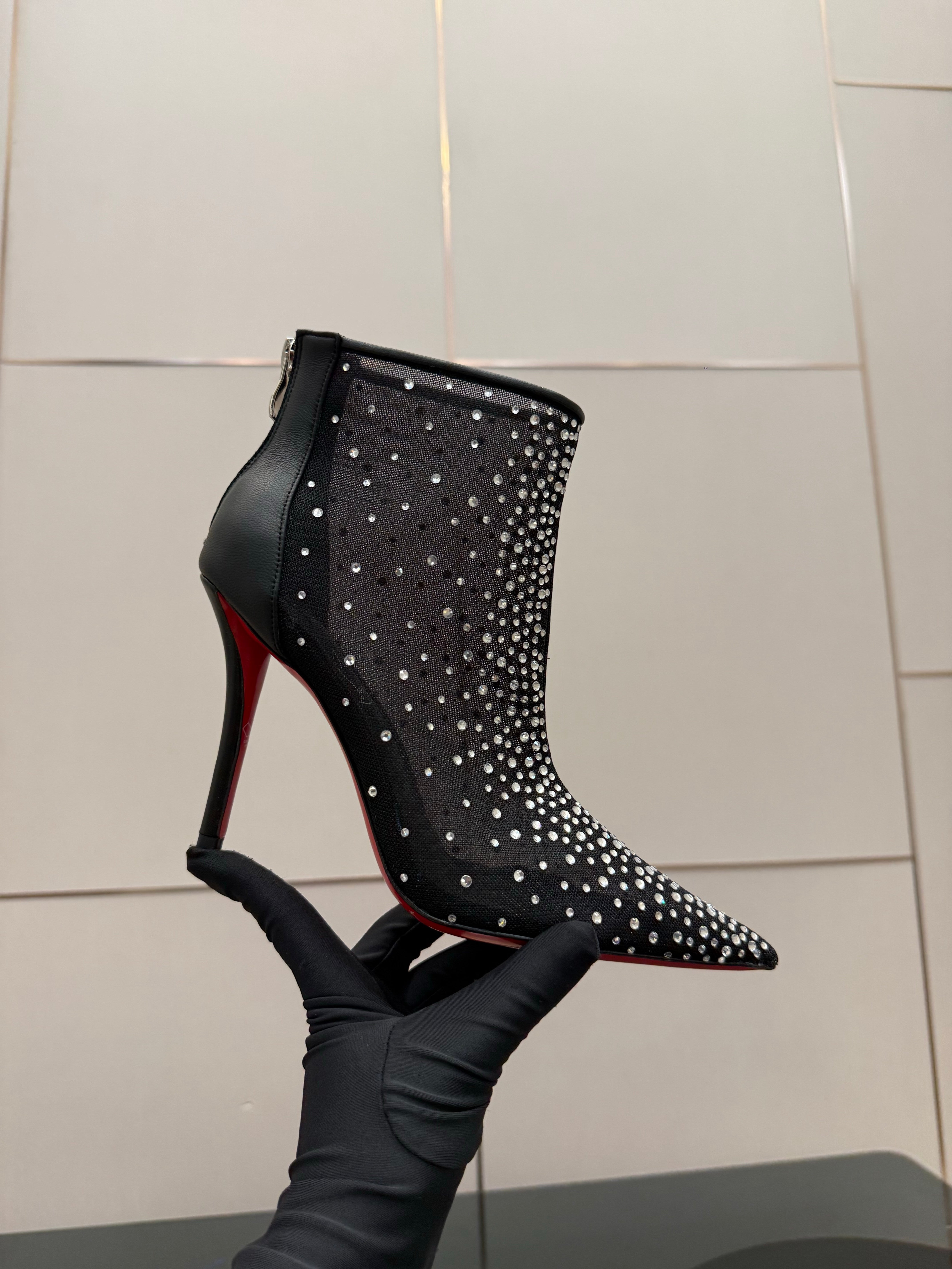 CL 26s Thea Ankle Boots 10cm Black Mesh 828170