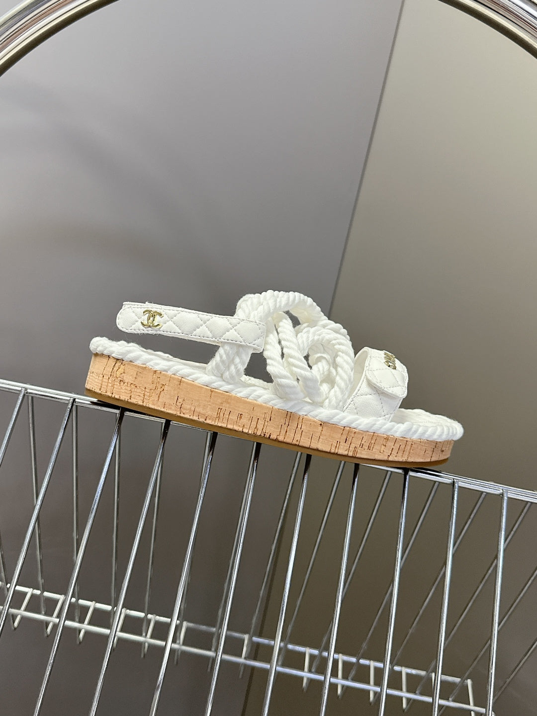 CC 2026 Sandal White Rope Calfskin 675896