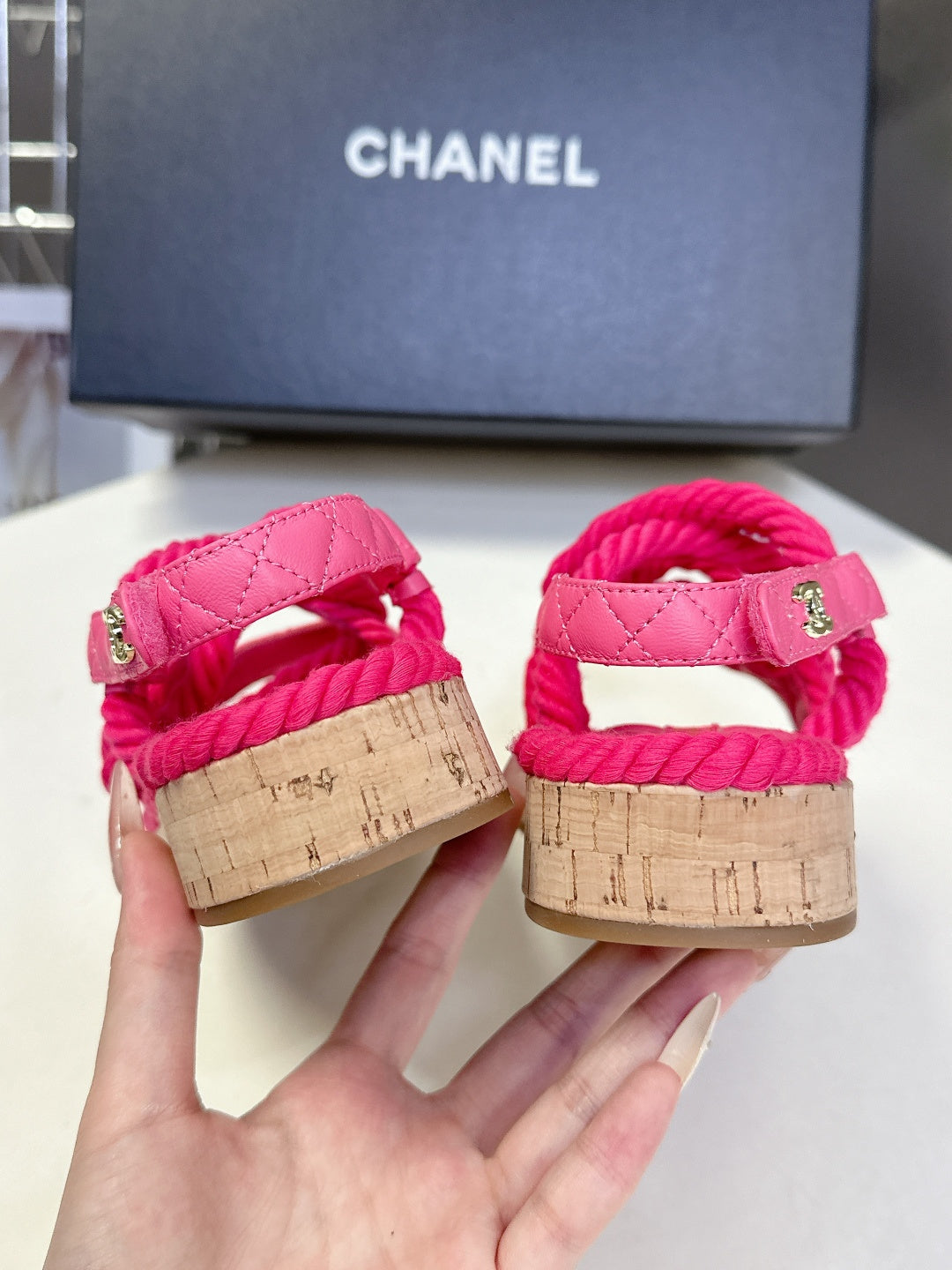 CC 2026 Sandal Pink Rope Calfskin 675897