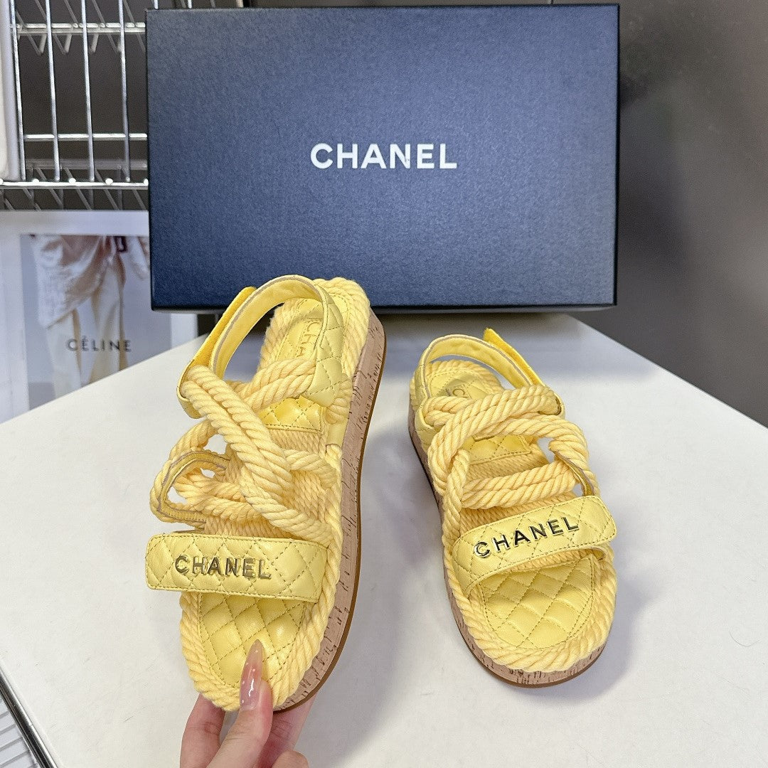 CC 2026 Sandal Yellow Rope Calfskin 675898