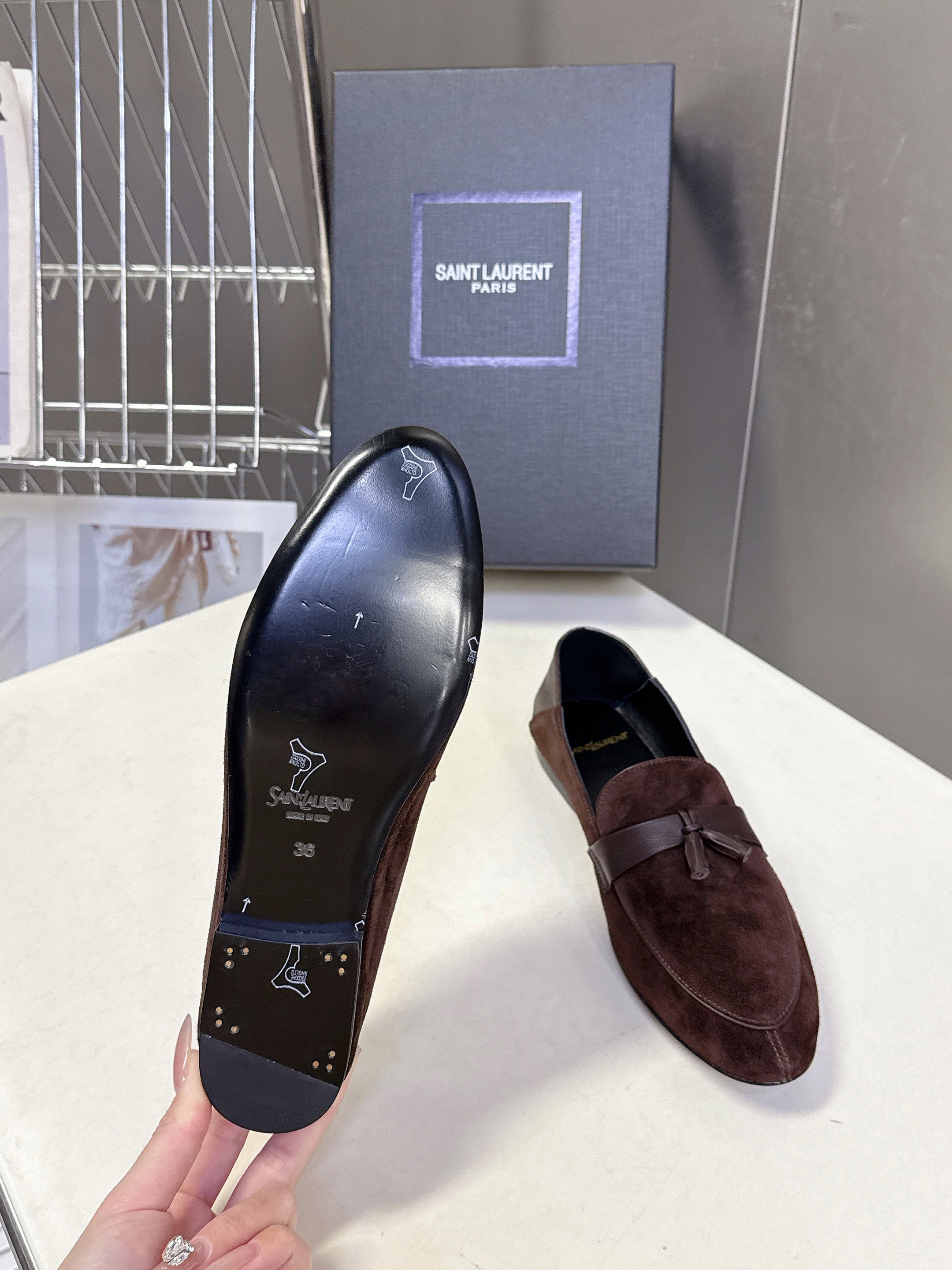 YSL 26s Loafer Dark Brown Leather 635582