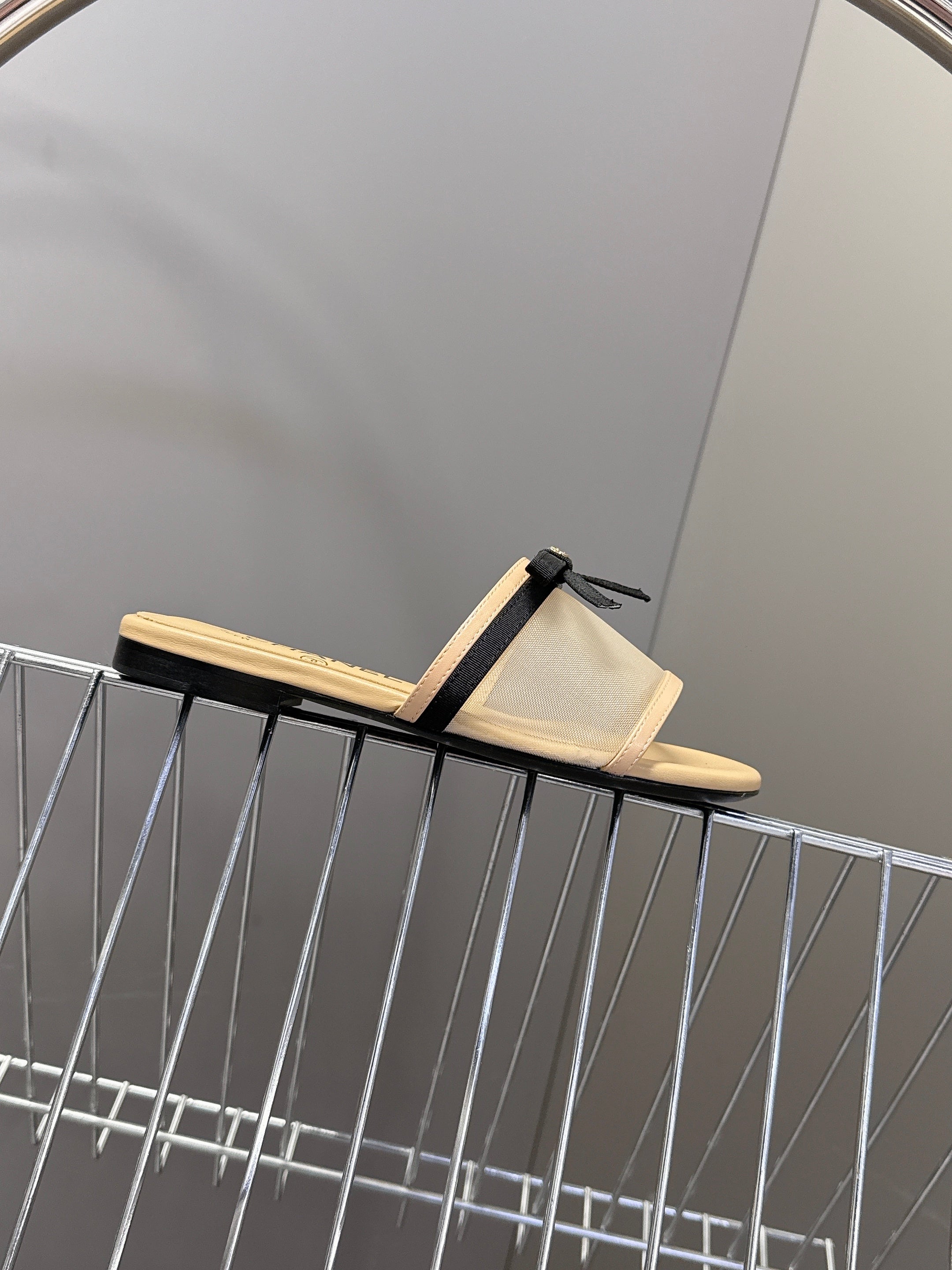 CC Spring Summer 2026 Mules Beige Mesh Lambskin 635502