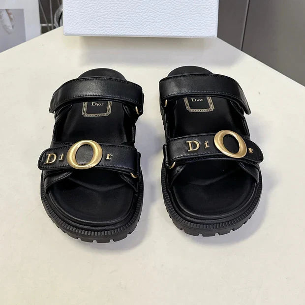 Dior 2026 Velcro Slip-on Sandal Black Leather 716903
