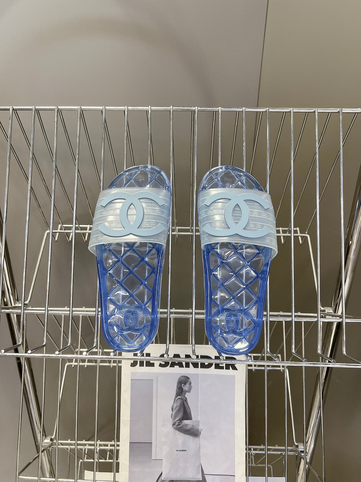 CC 26s Flat Slide Sandals Blue PVC Transparent 947930
