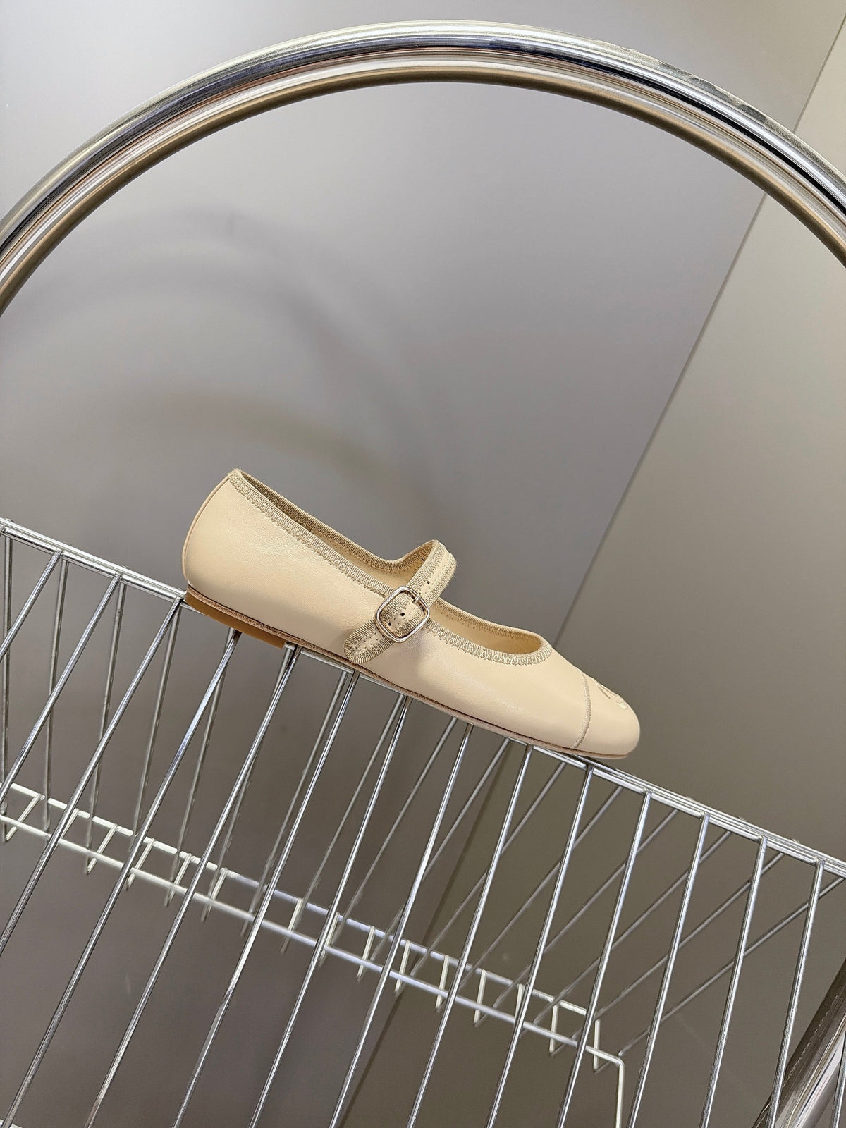 CC 26s Ballet Flats Beige Quilted Lamskin 947971