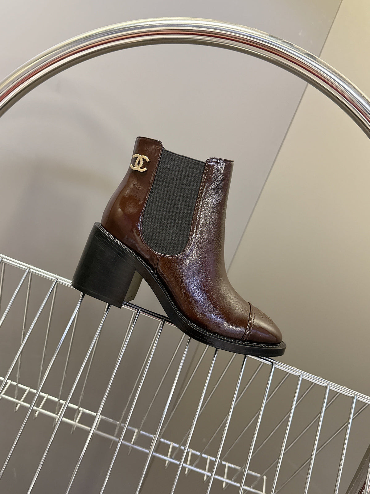 CC 26s Ankle Boots Brown Glossy Lambskin 948058