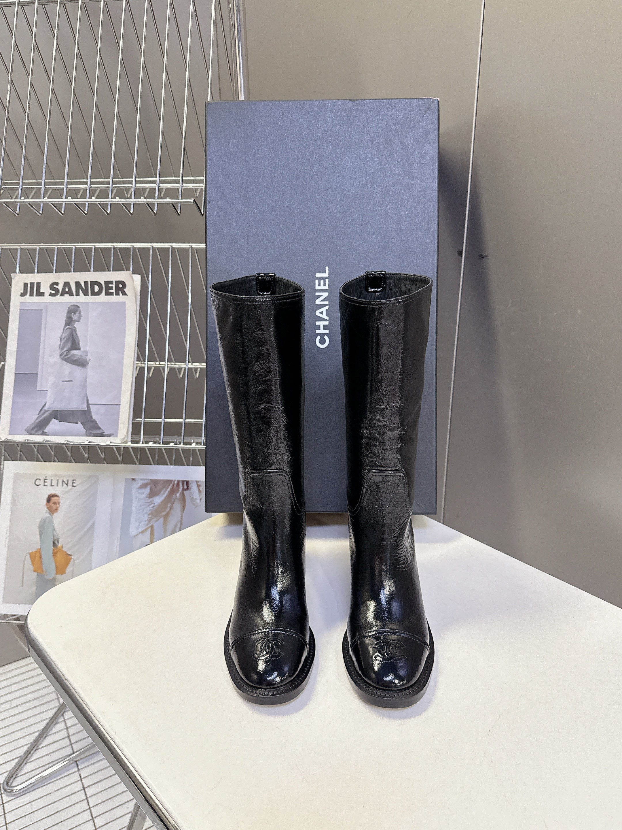 CC 26s Long Boots Black Glossy Lambskin 948049