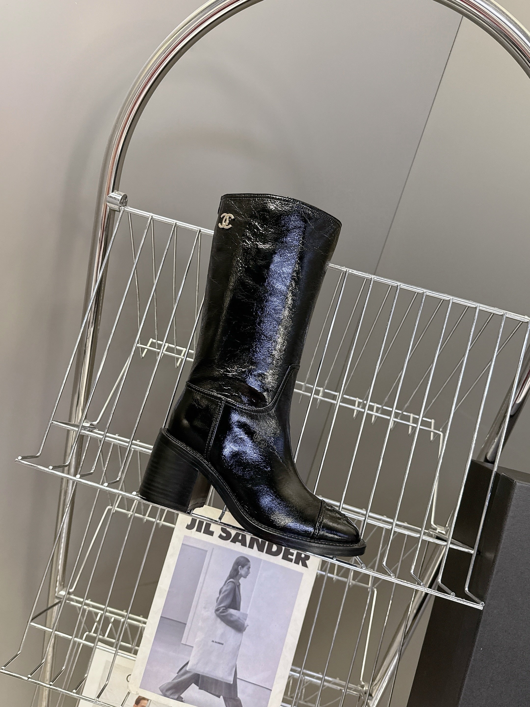 CC 26s Long Boots Black Glossy Lambskin 948049