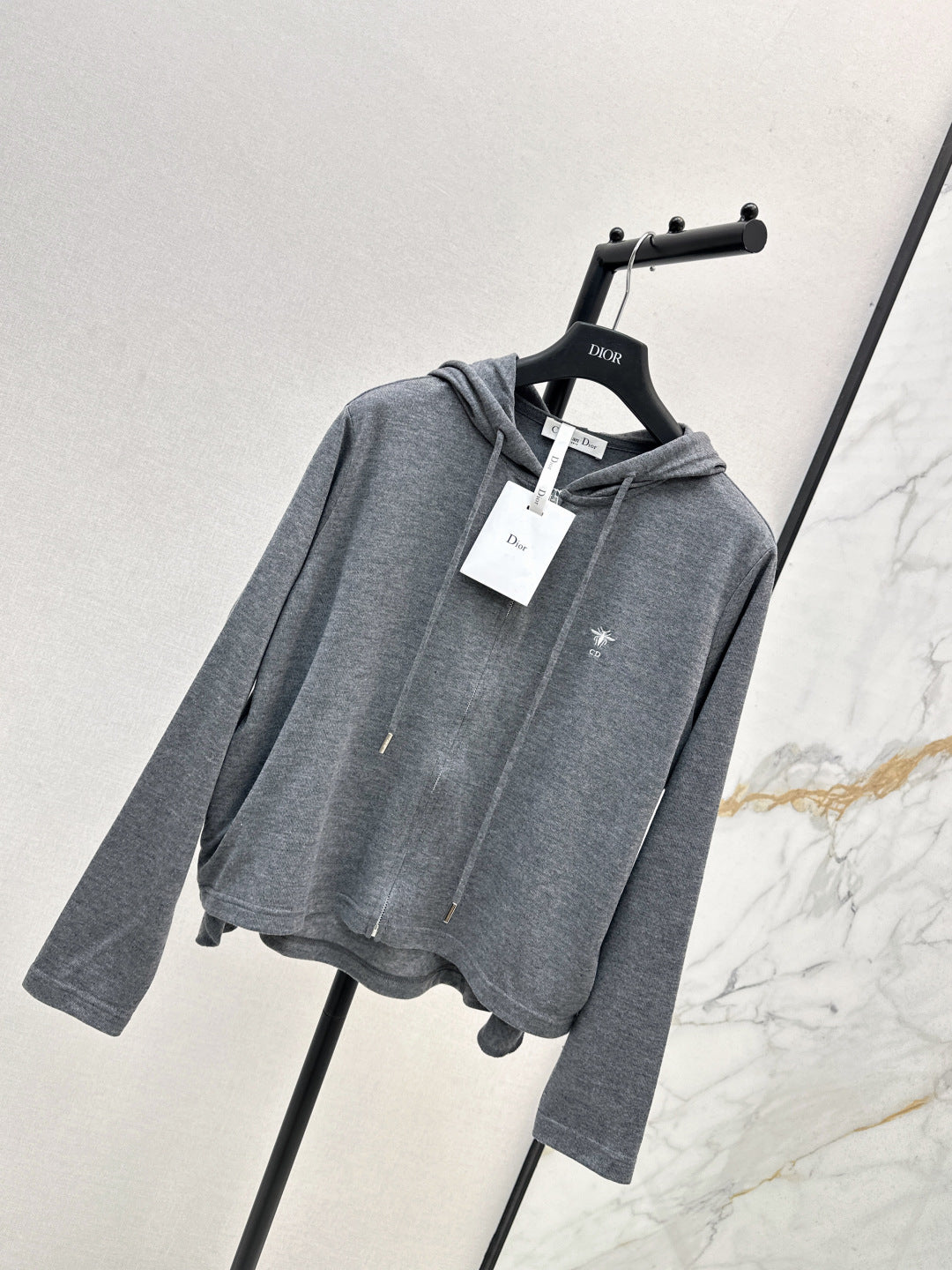 CD 25 Drawstring Hoodie Cotton And Stretch Wool