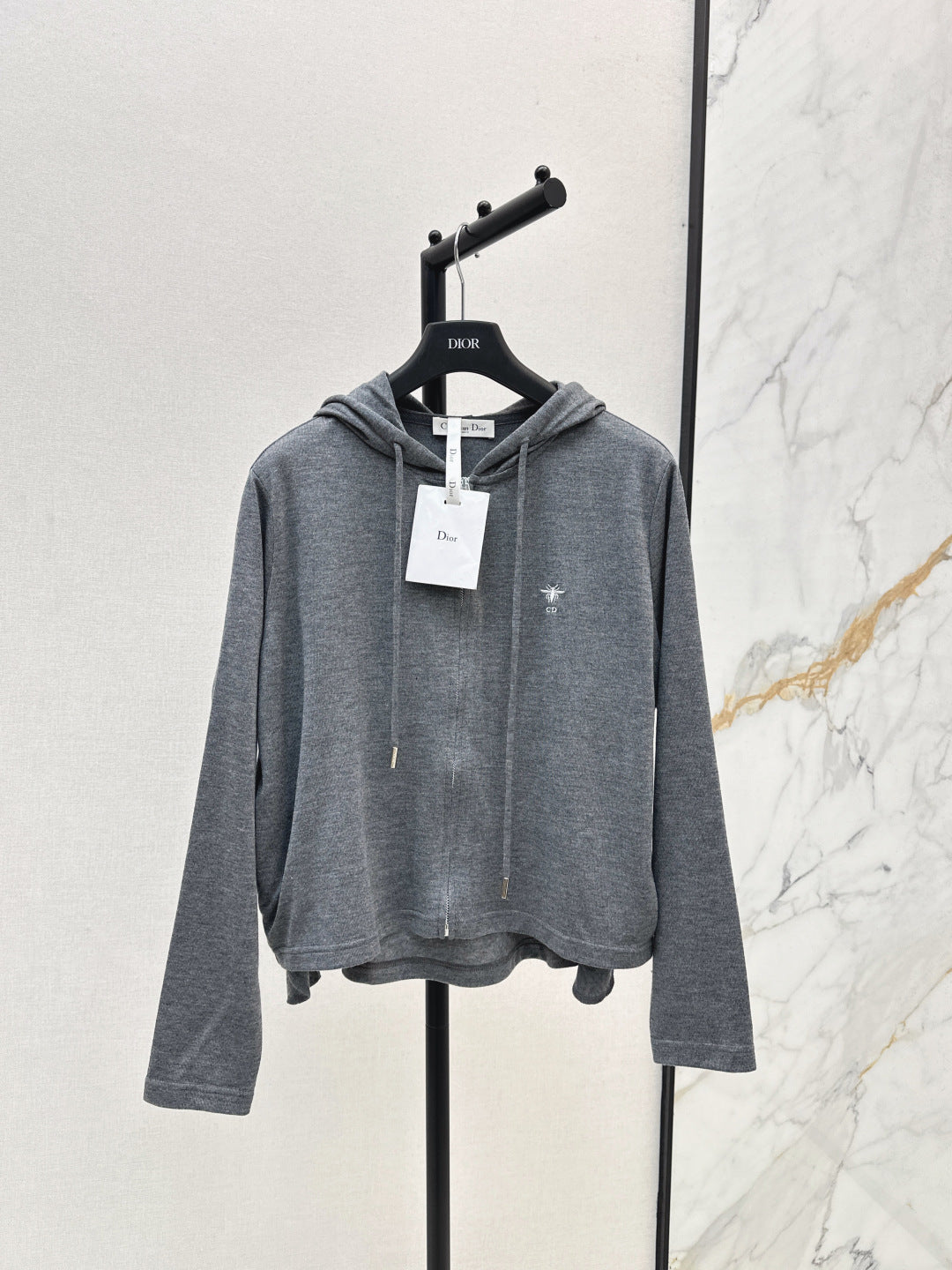 CD 25 Drawstring Hoodie Cotton And Stretch Wool