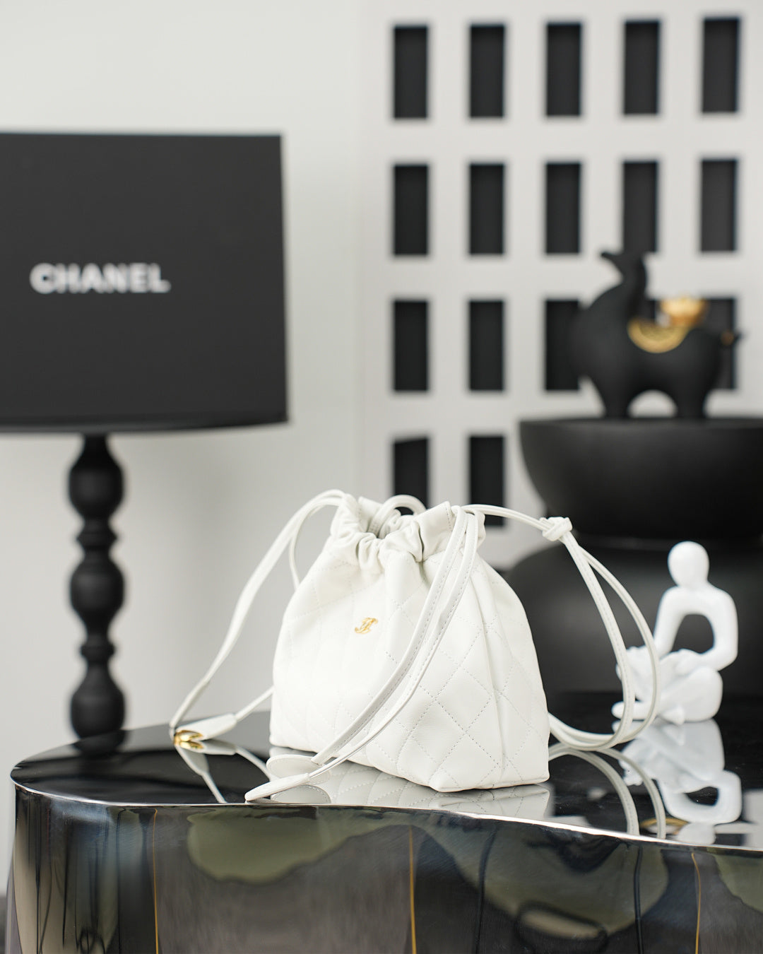 Chanel 2026 Lucky Bag 22cm White Sheepskin