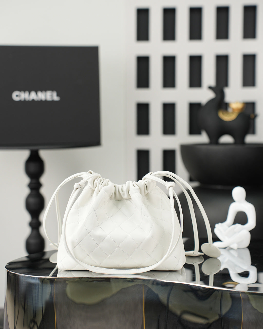 Chanel 2026 Lucky Bag 22cm White Sheepskin