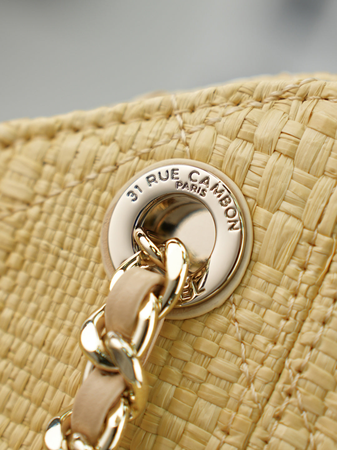 CC Shopping Bag 32cm Beige Braided Raffia